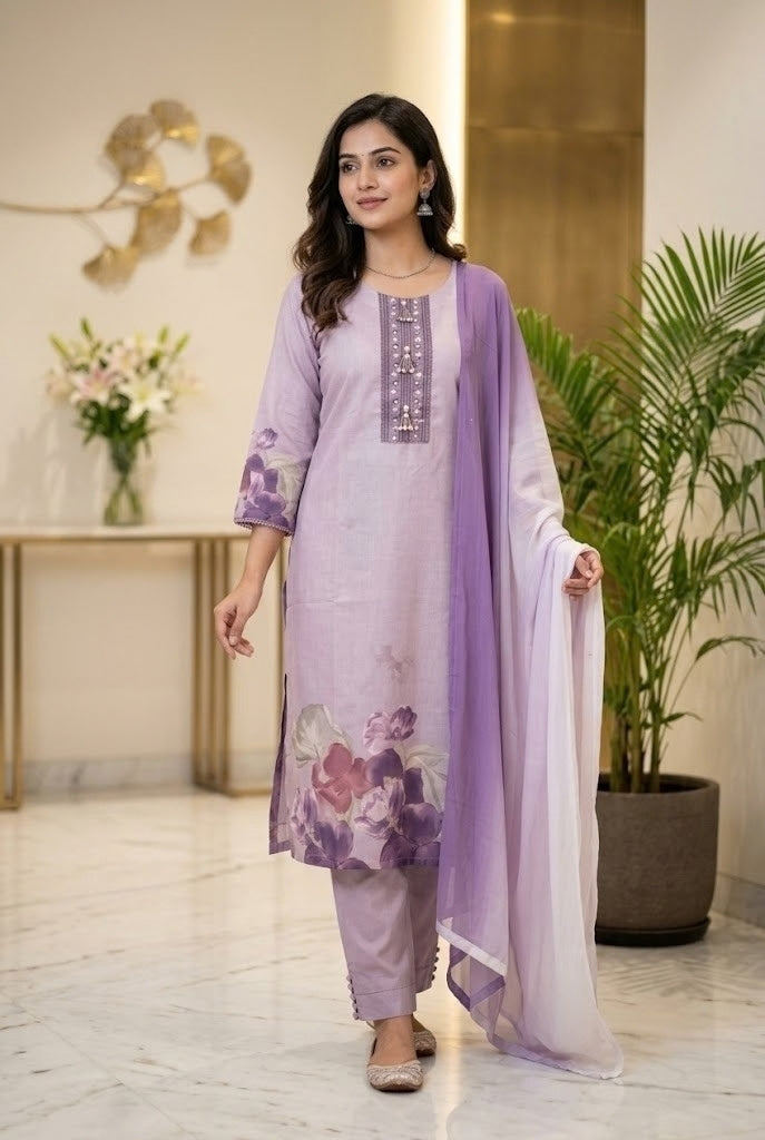 Lavender Chudi Set