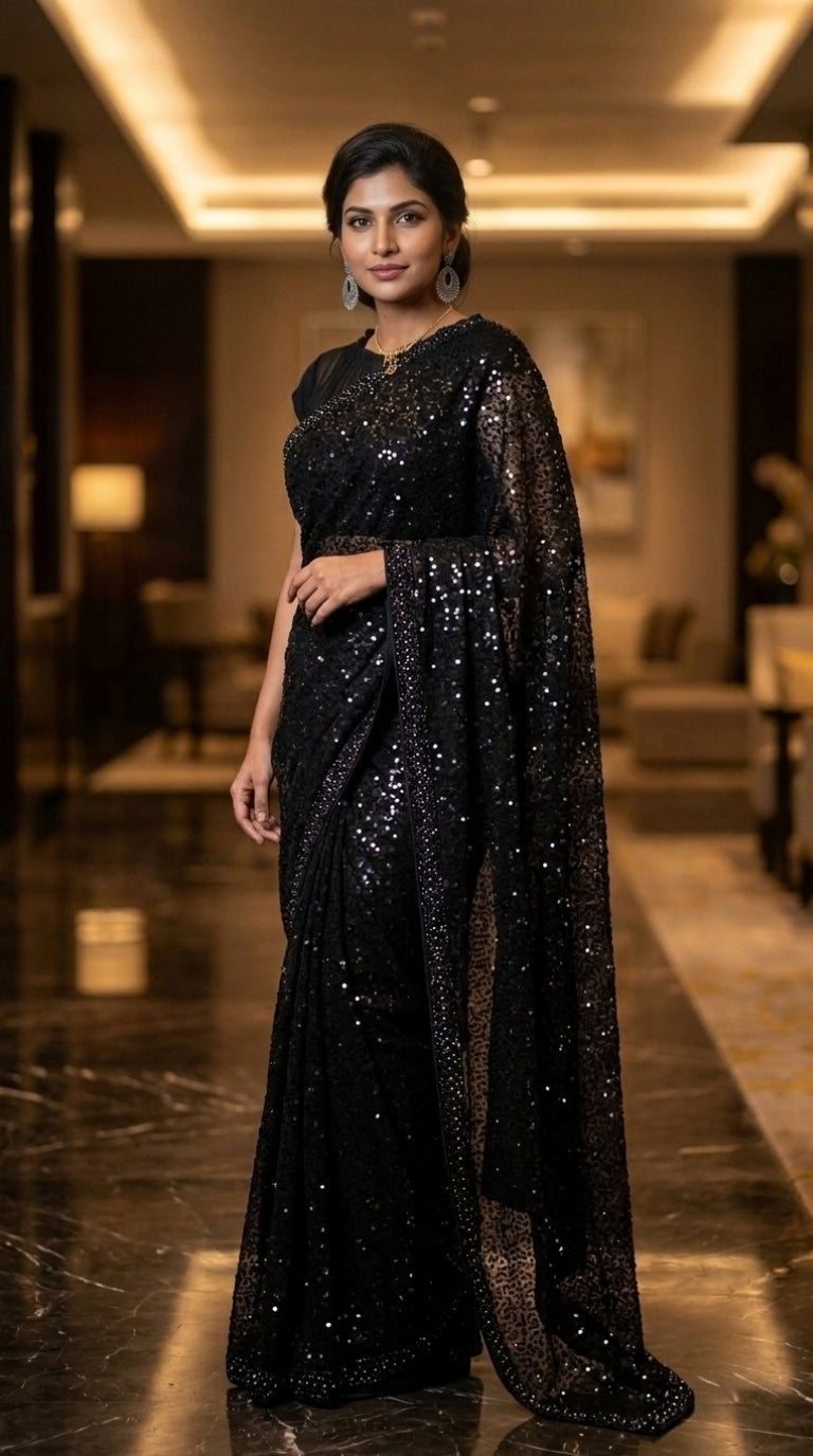 Black Designer Party Wear Saree
