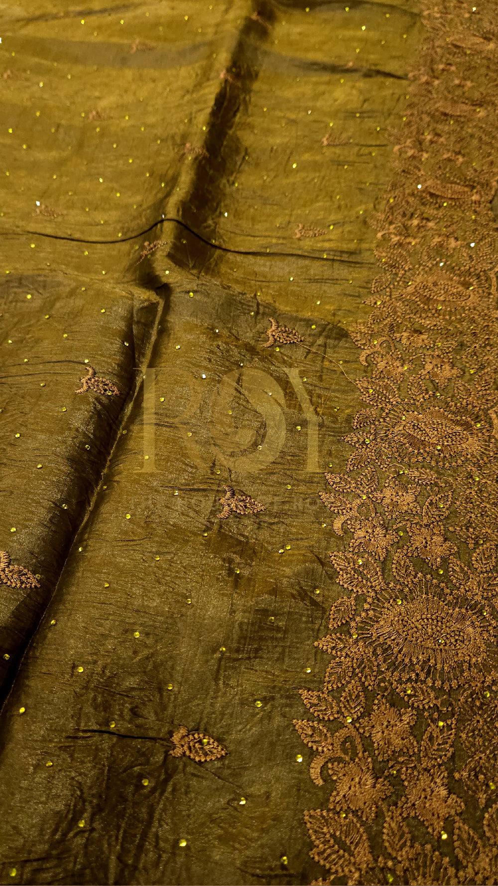 Amber Green Crushed Shimmer Saree