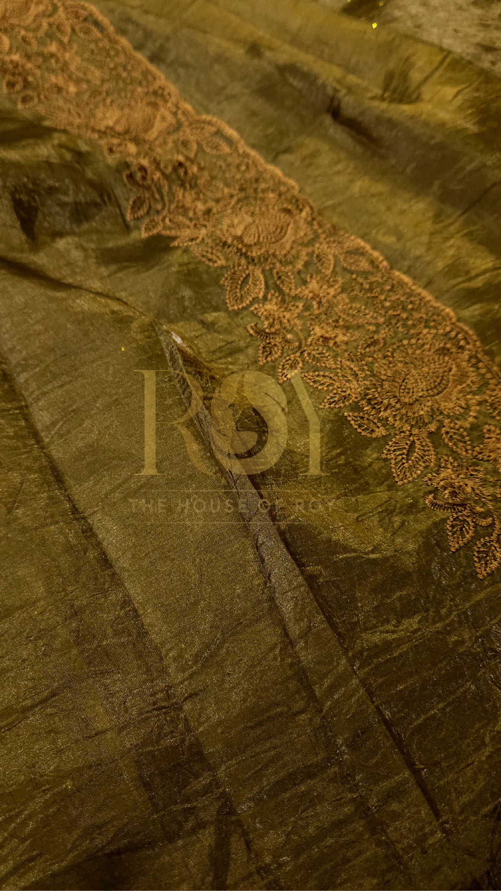 Amber Green Crushed Shimmer Saree