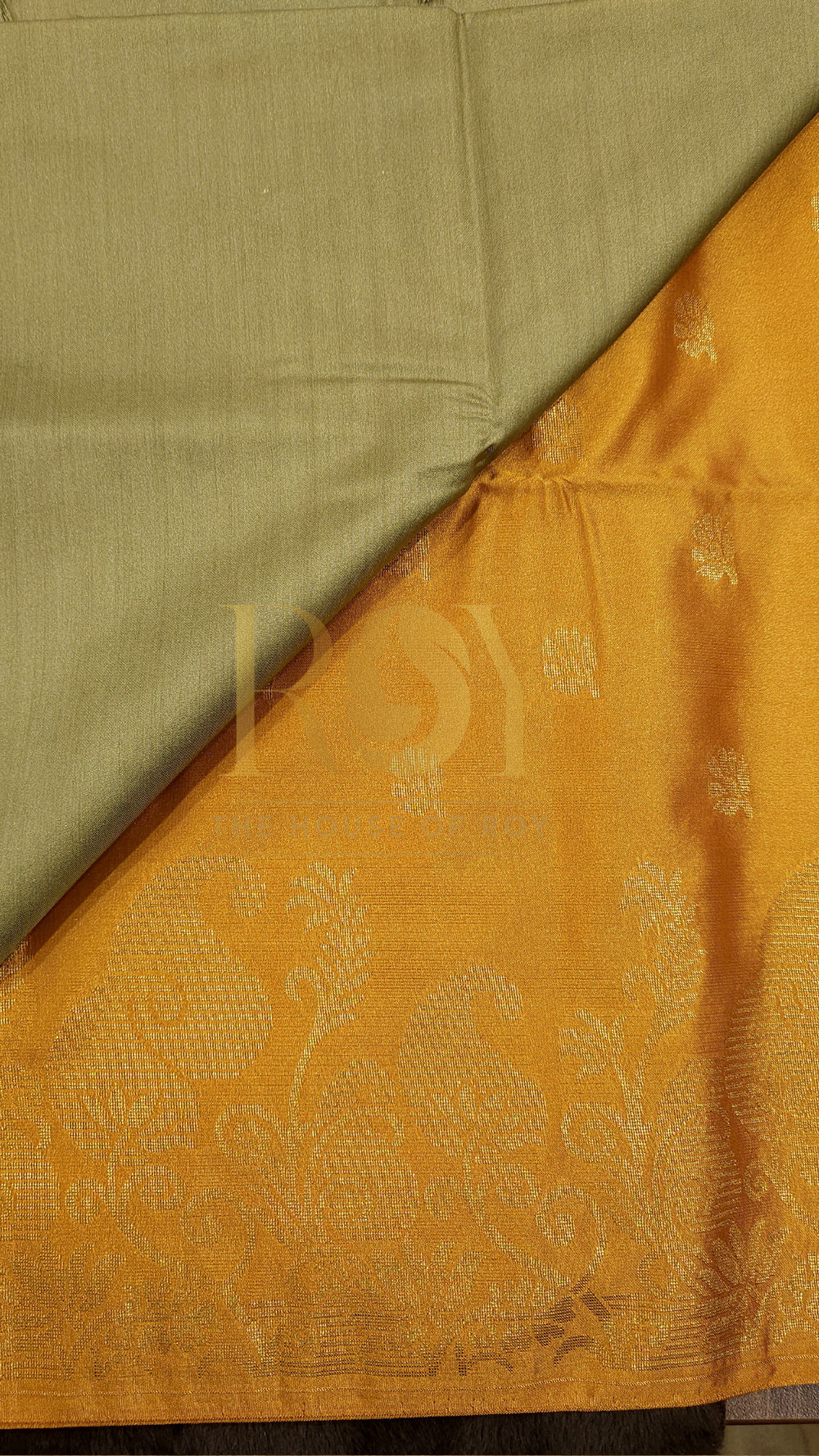 Amber Yellow Turning Border Soft Silk Saree