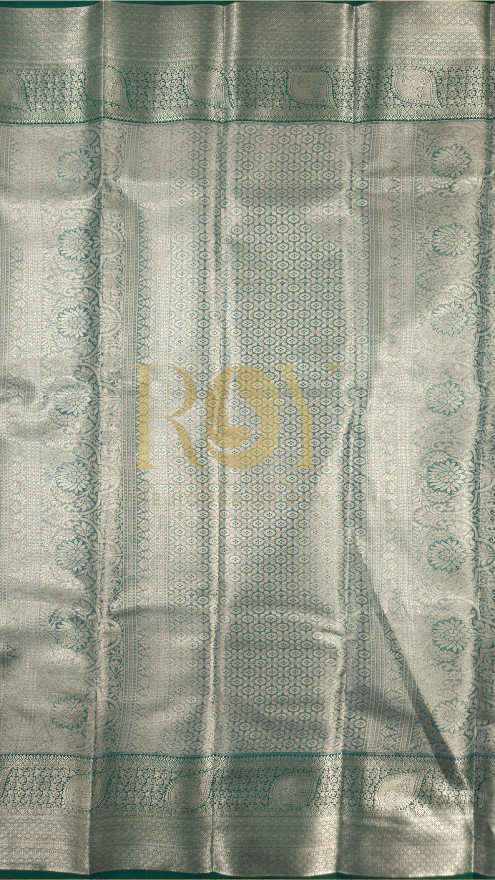 Aquamarine Blue Silver Jari Tissue Jacquard Saree