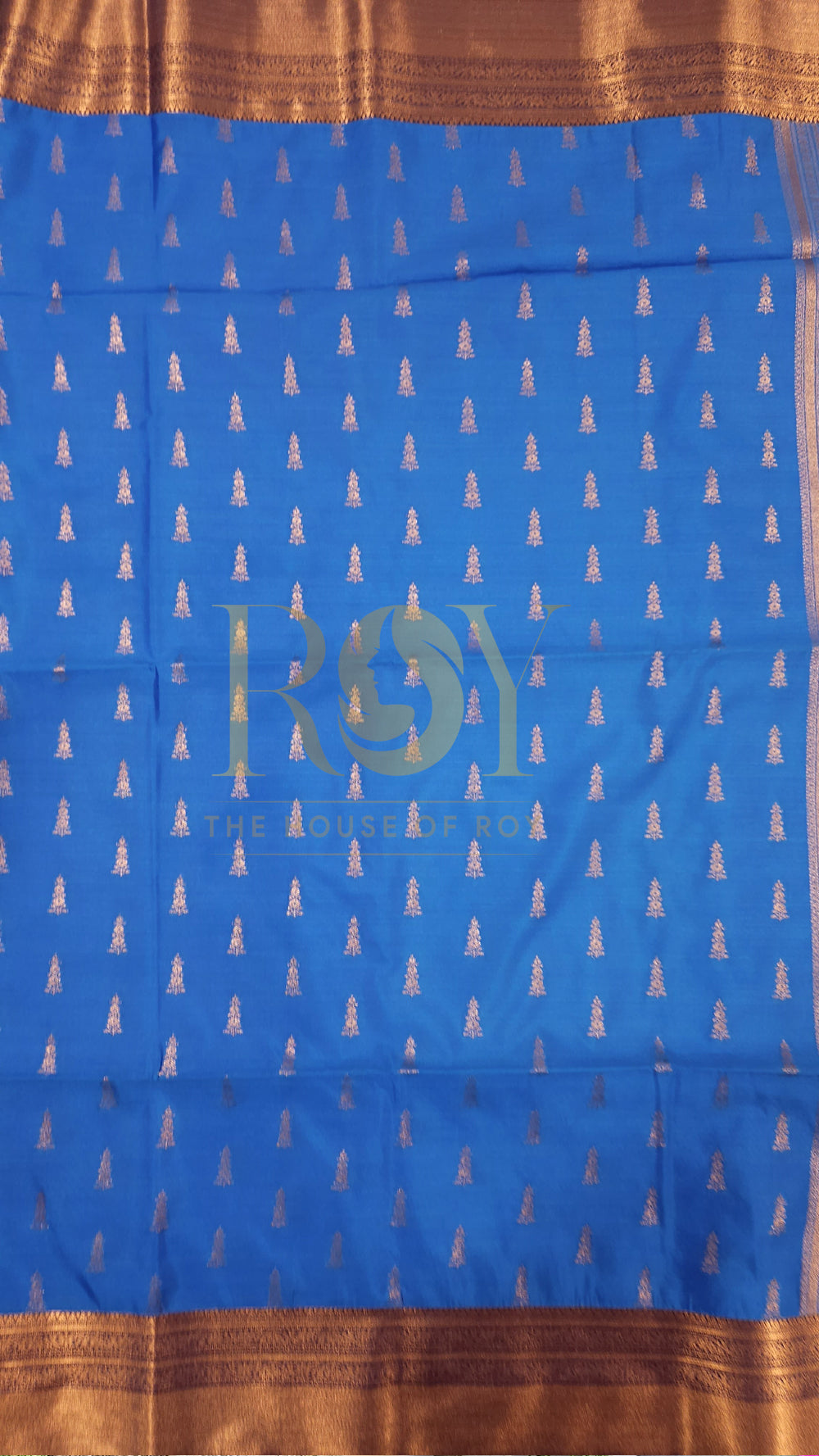 Azure Blue 1000 Butta Soft Silk Saree