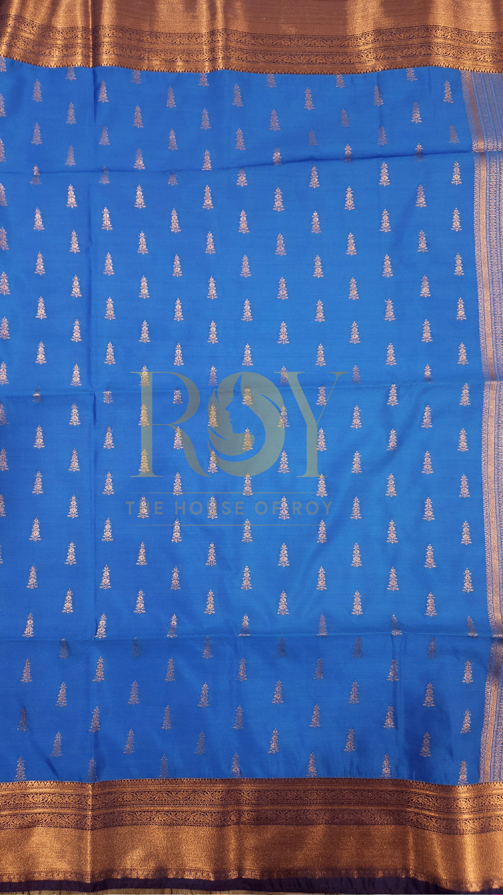 Azure Blue 1000 Butta Soft Silk Saree