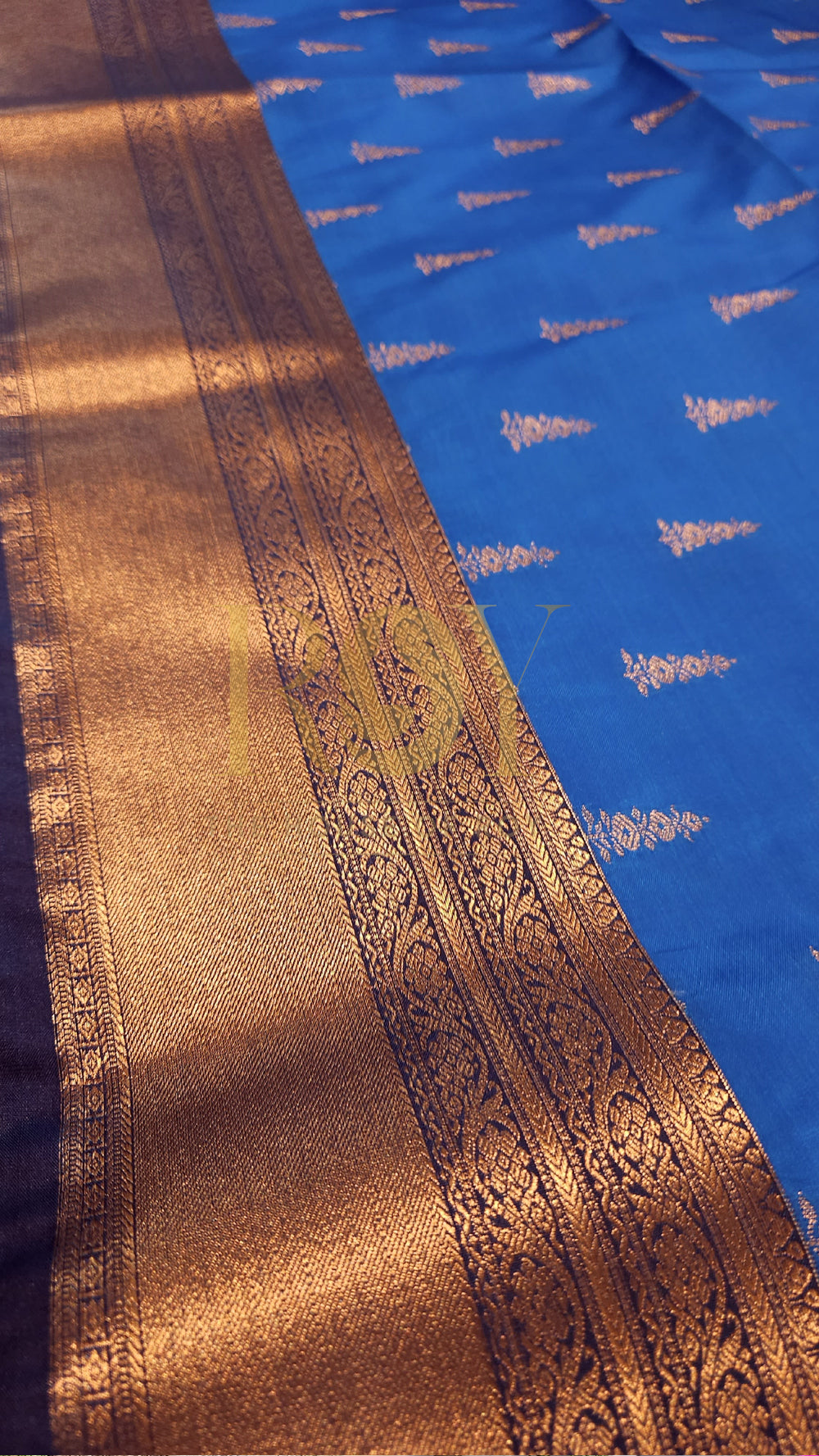 Azure Blue 1000 Butta Soft Silk Saree