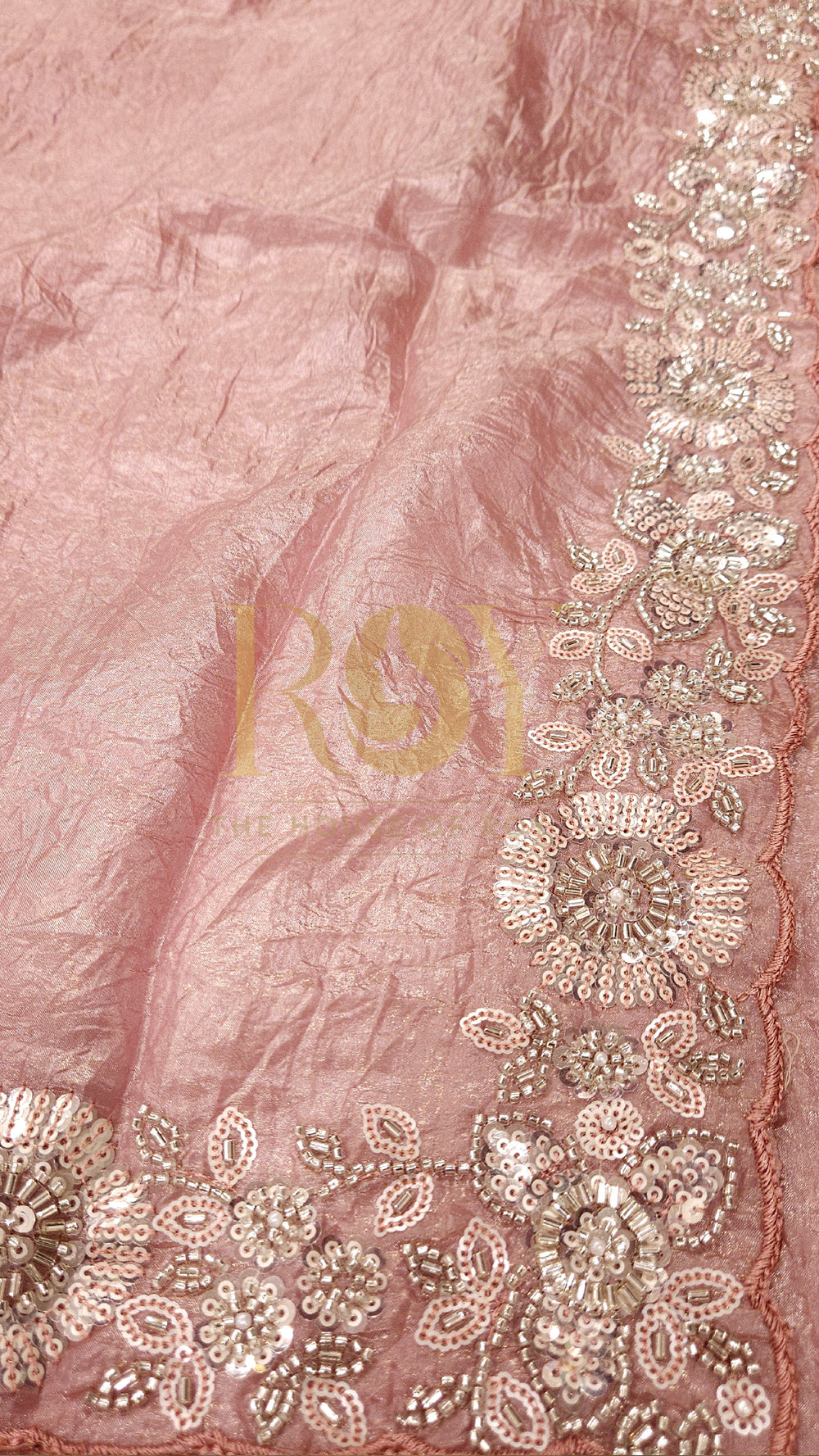 Baby Pink Crushed Shimmer Saree
