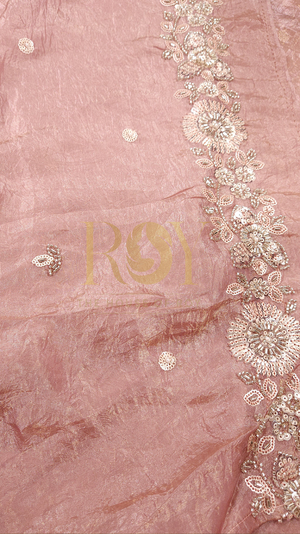 Baby Pink Crushed Shimmer Saree