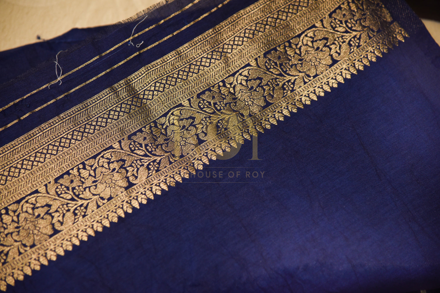 Banarasi Kora Silk Navy Blue Saree