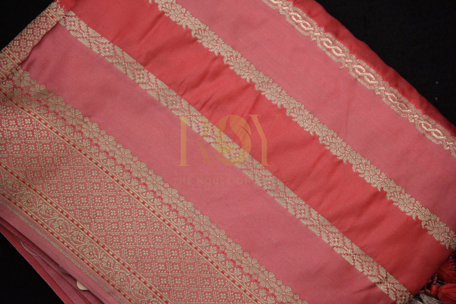 Peachish Pink Banarasi Silk Saree