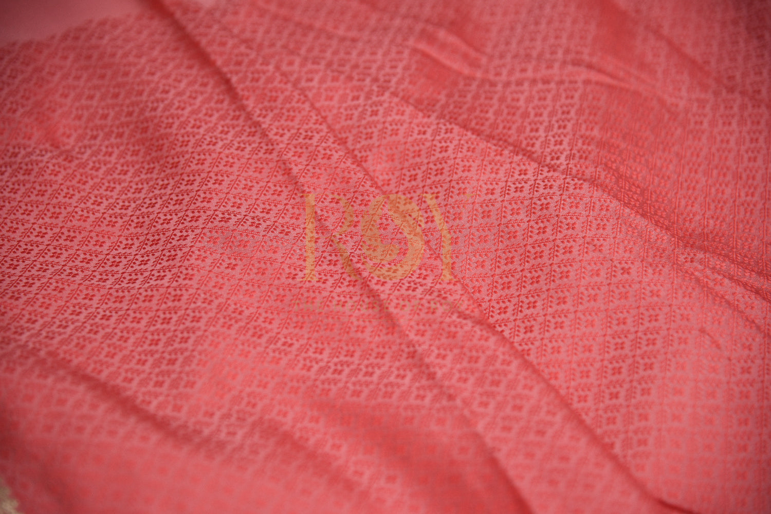 Peachish Pink Banarasi Silk Saree