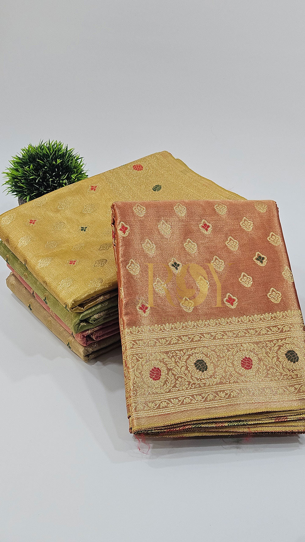 Banarasi Tissue Silk Peach Saree