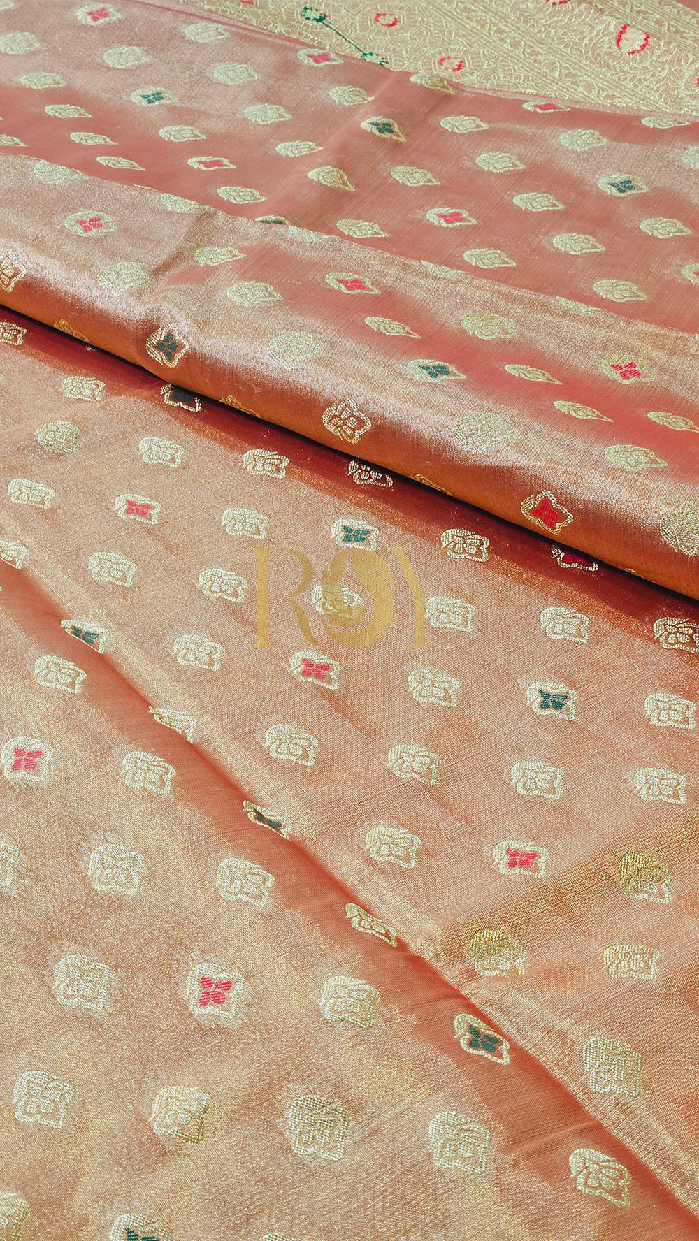 Banarasi Tissue Silk Peach Saree