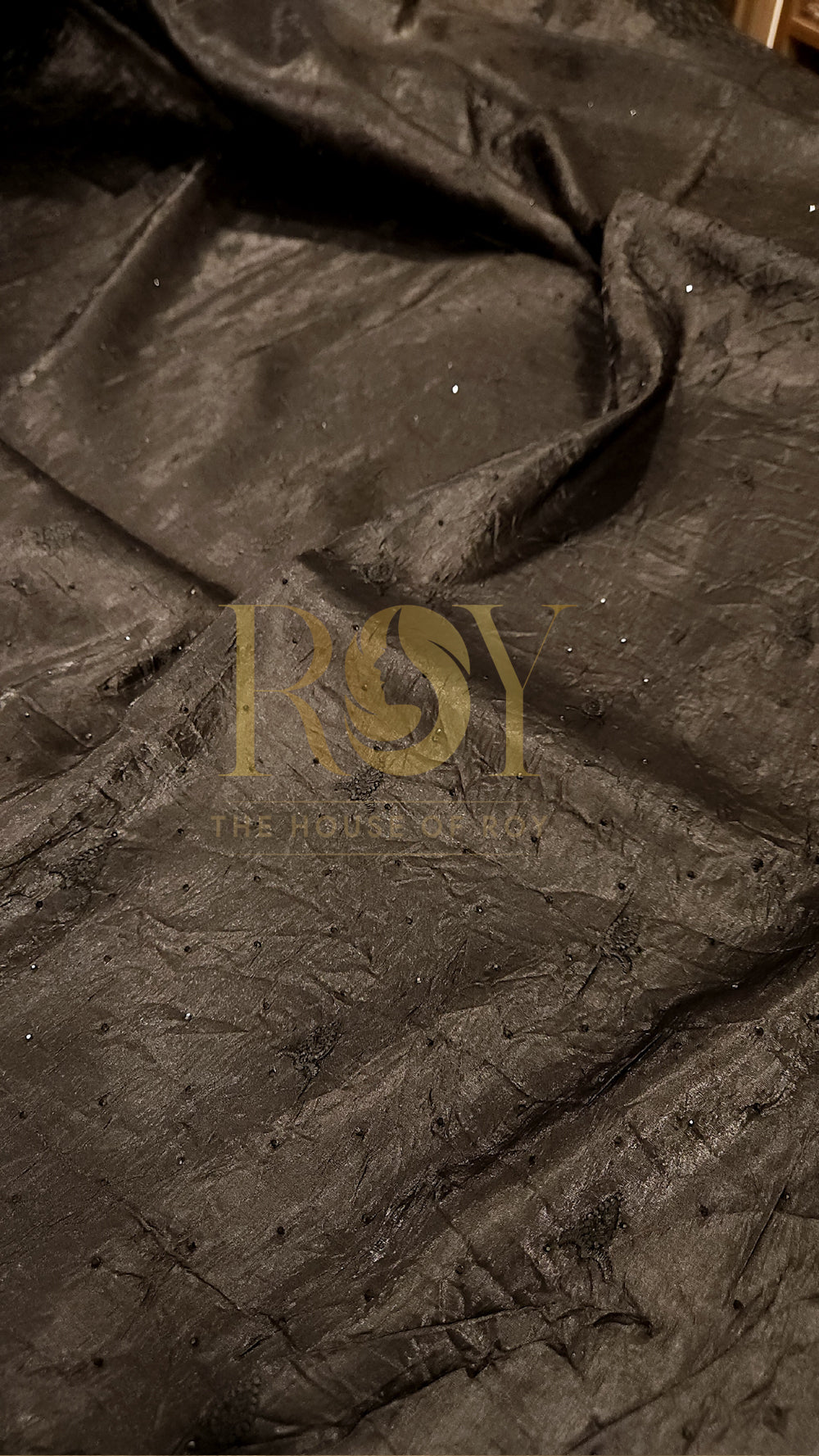 Black crushed shimmer saree