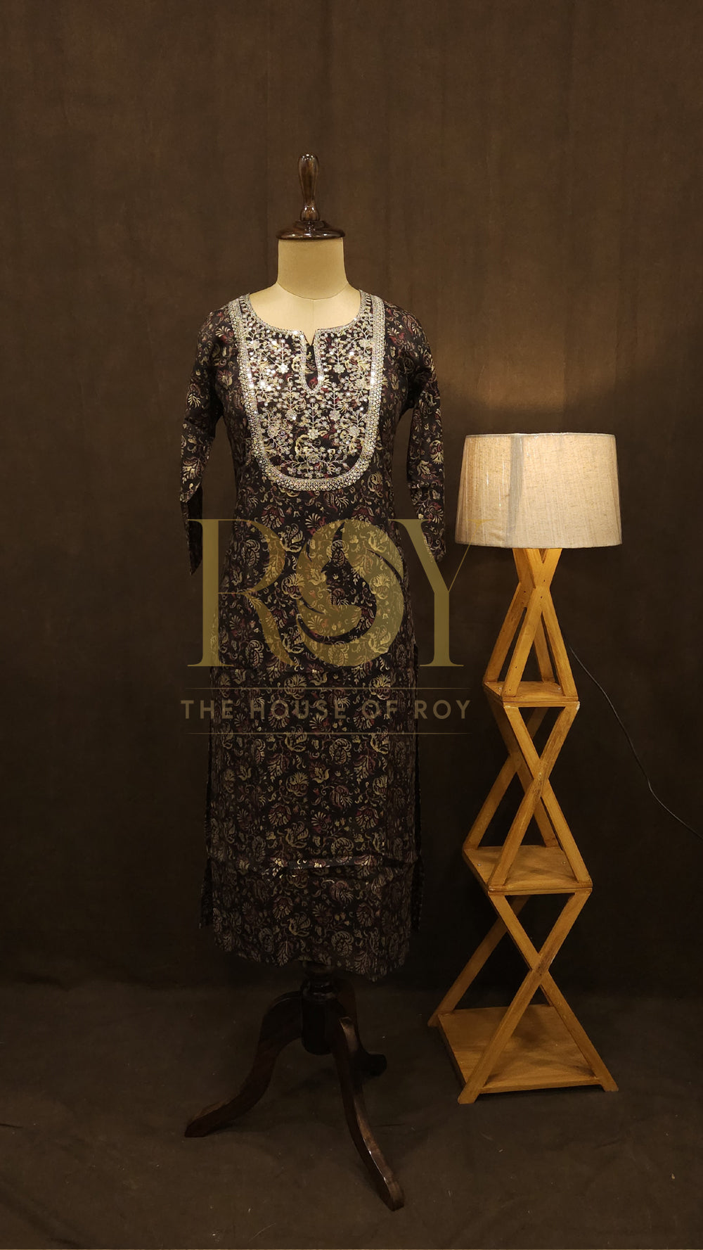 Black floral printed kurti