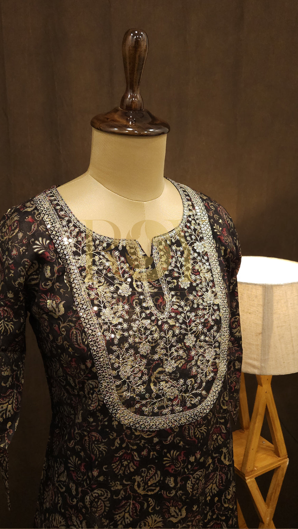 Black floral printed kurti