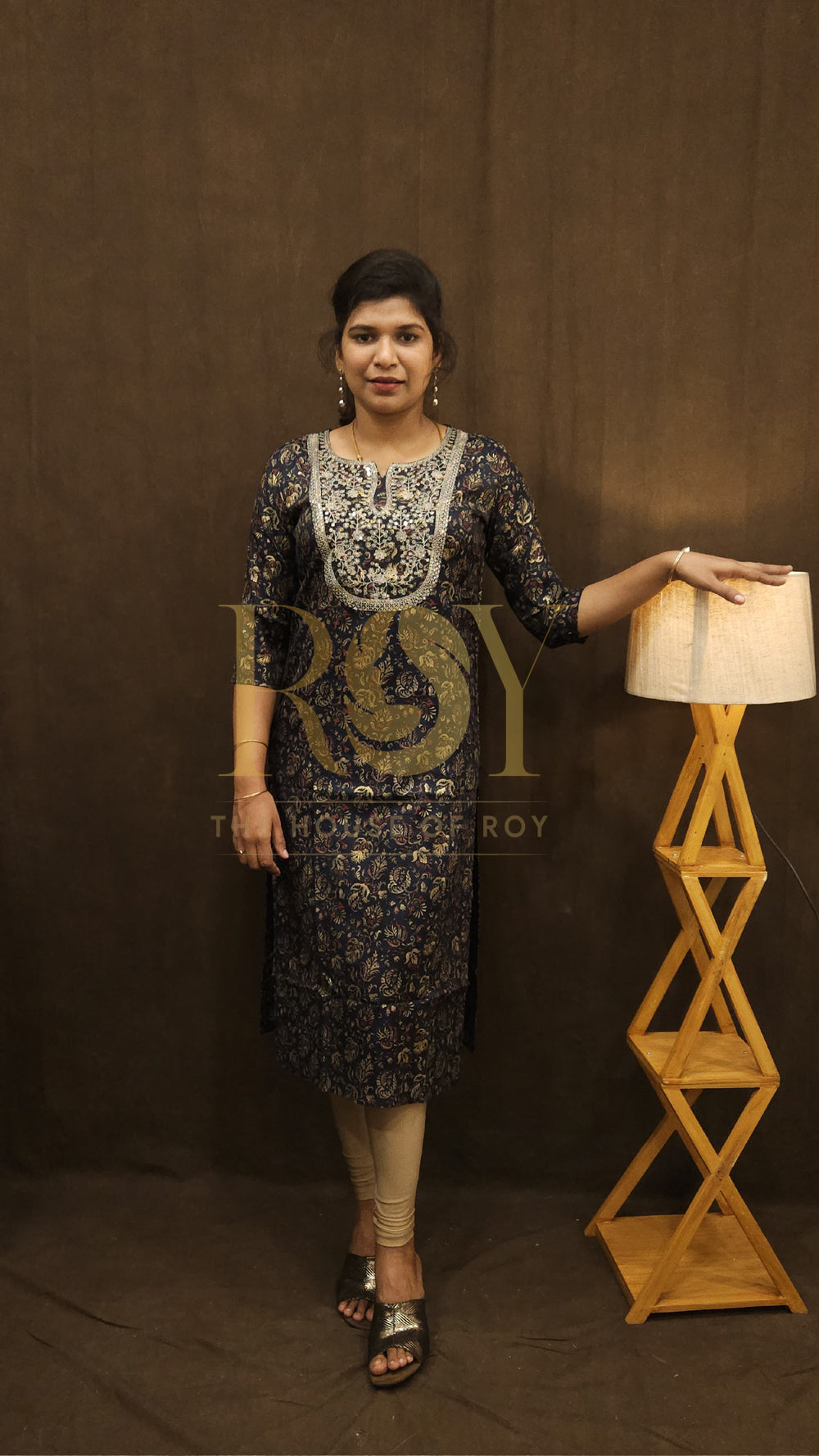 Black floral printed kurti