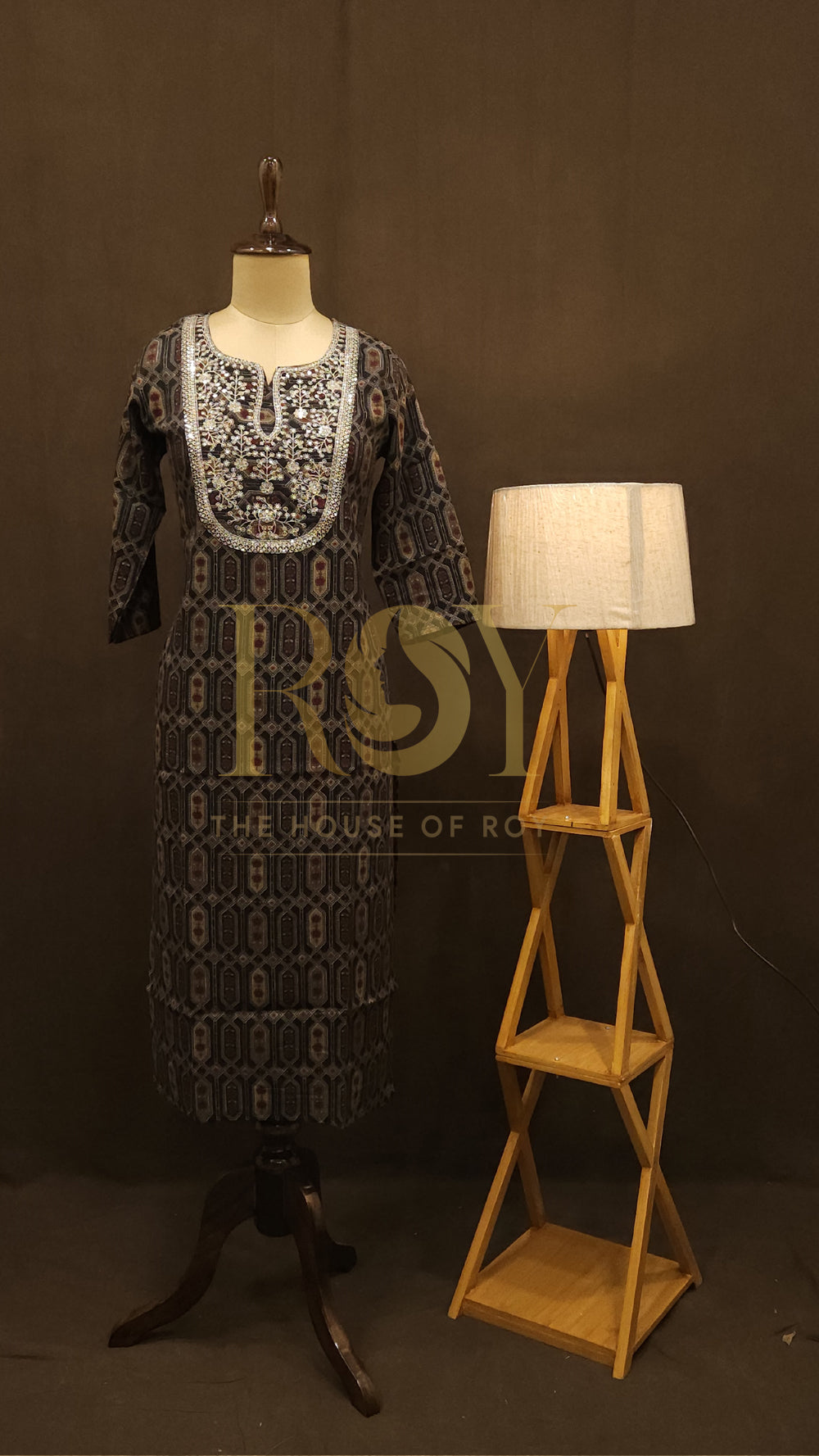 Black hexagon printed kurti