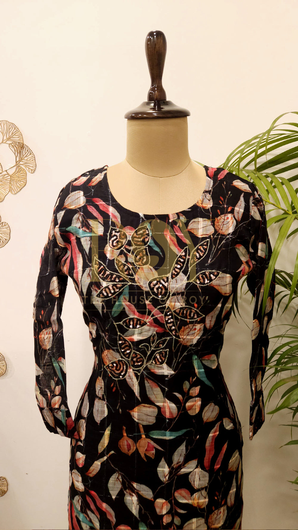 Black Printed Khadhi Kurti