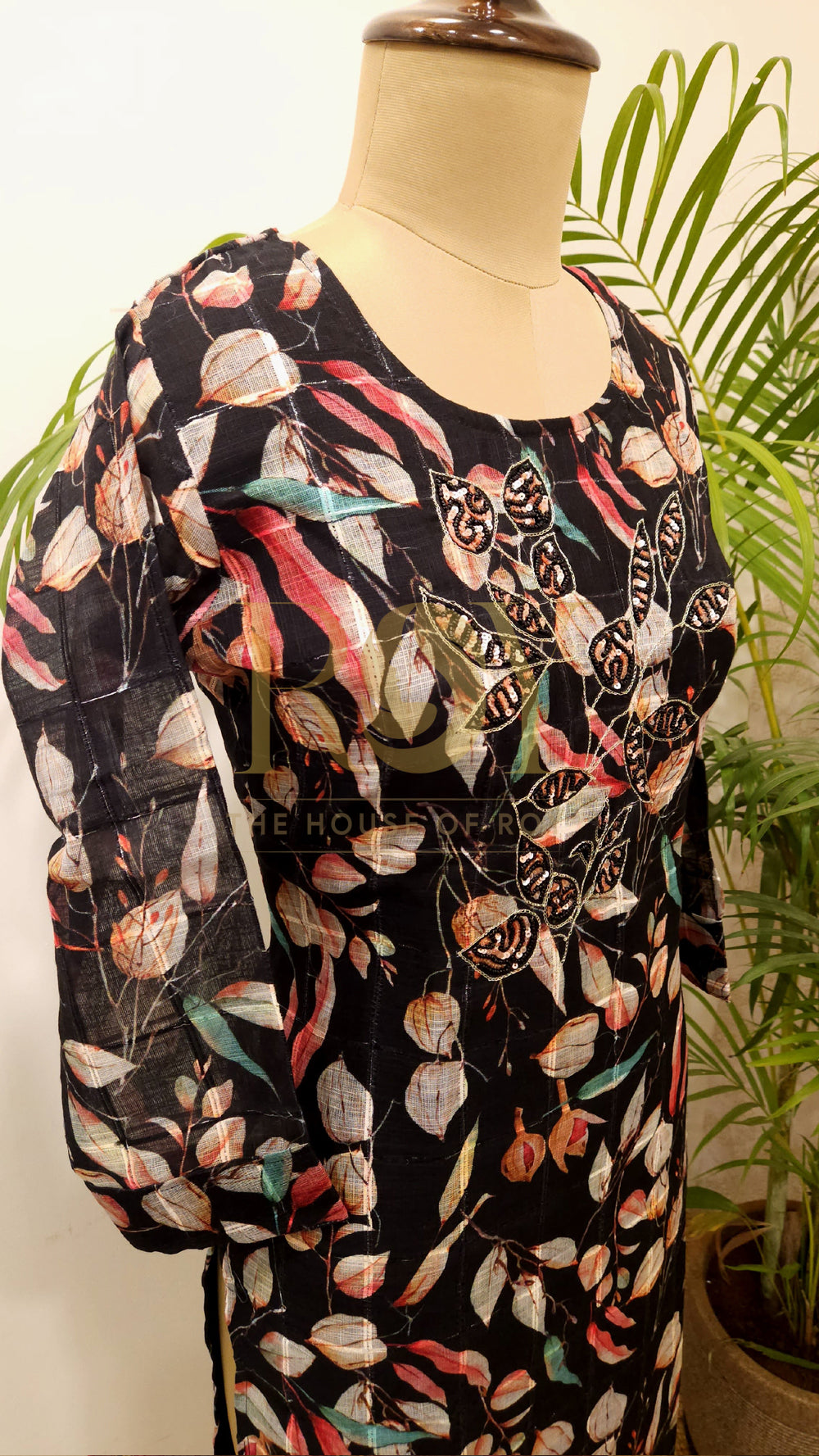 Black Printed Khadhi Kurti