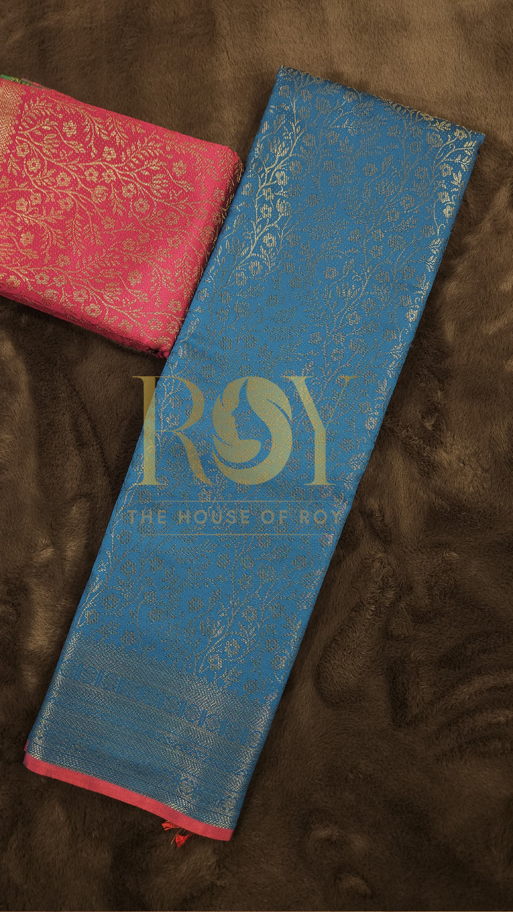 Blue Floral Jaal Mix Silk Saree