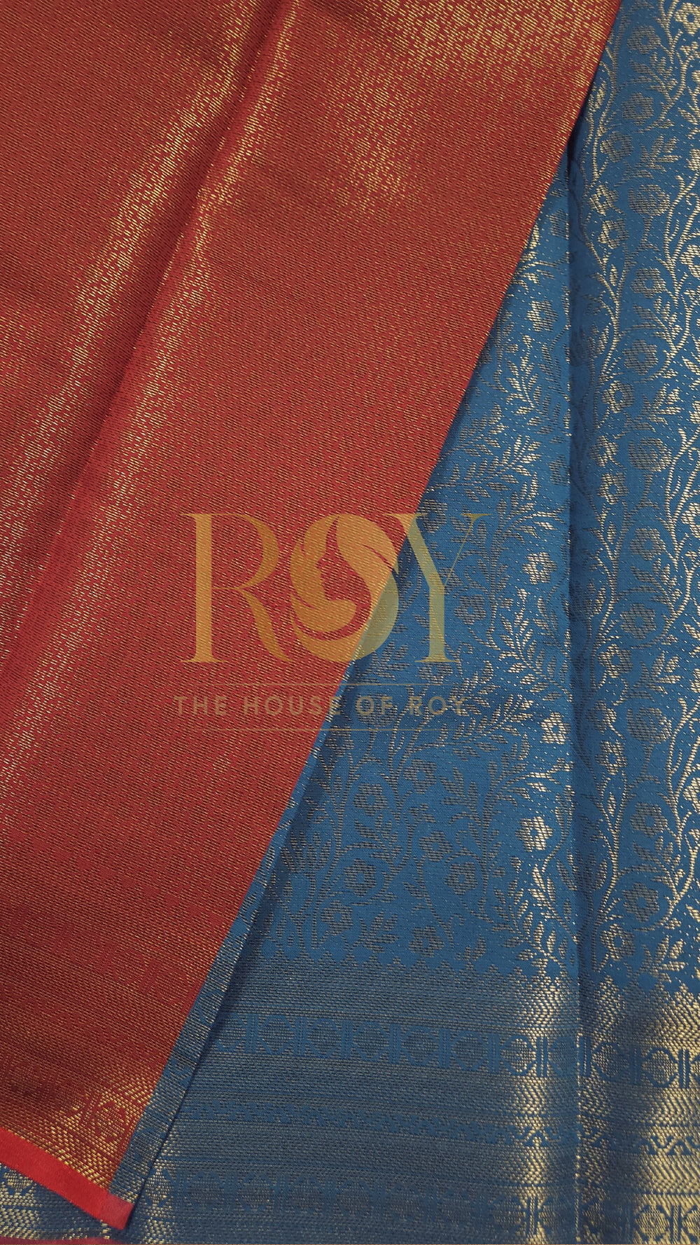 Blue Floral Jaal Mix Silk Saree