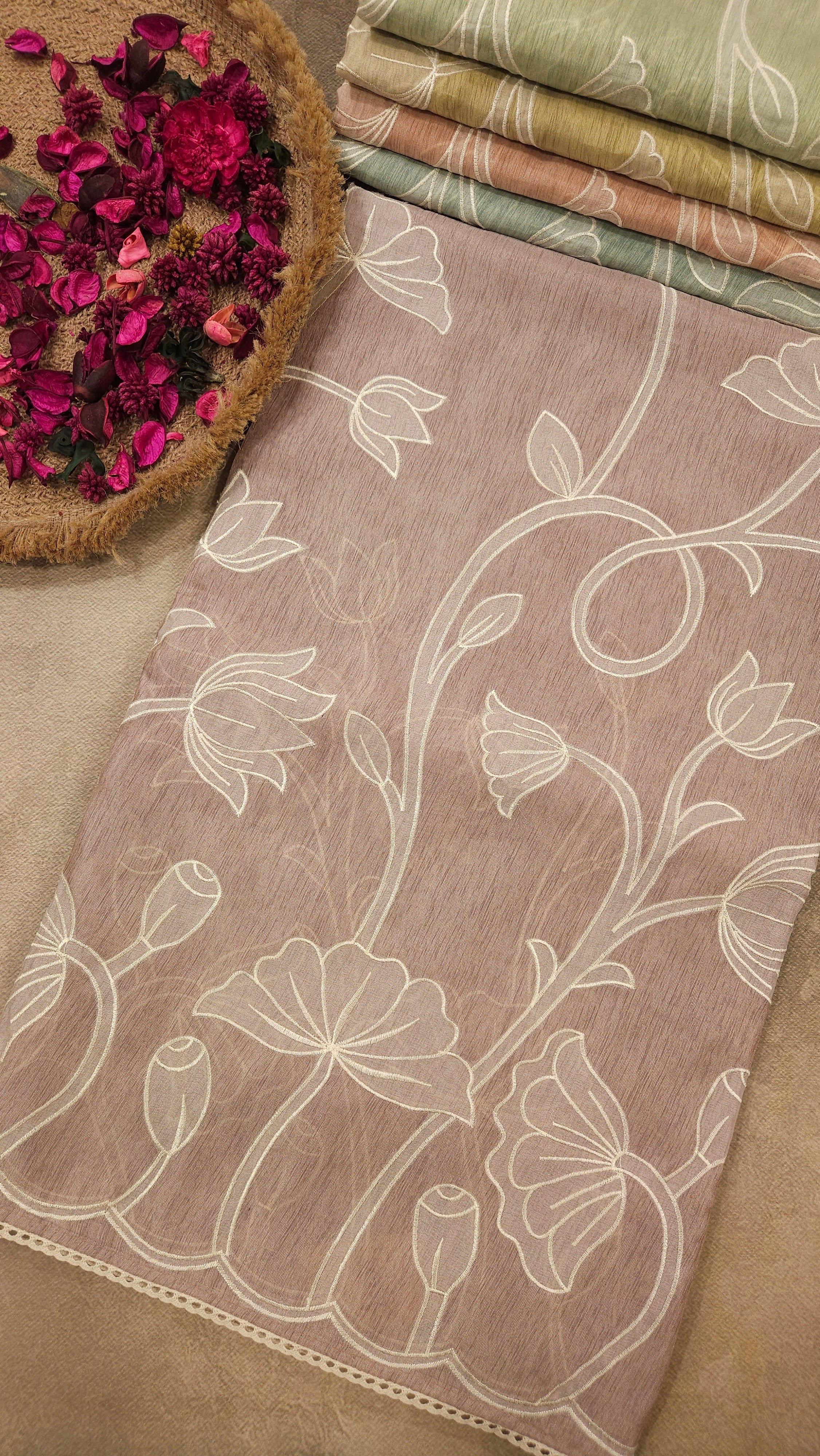 Blush Pink Appliqué Saree