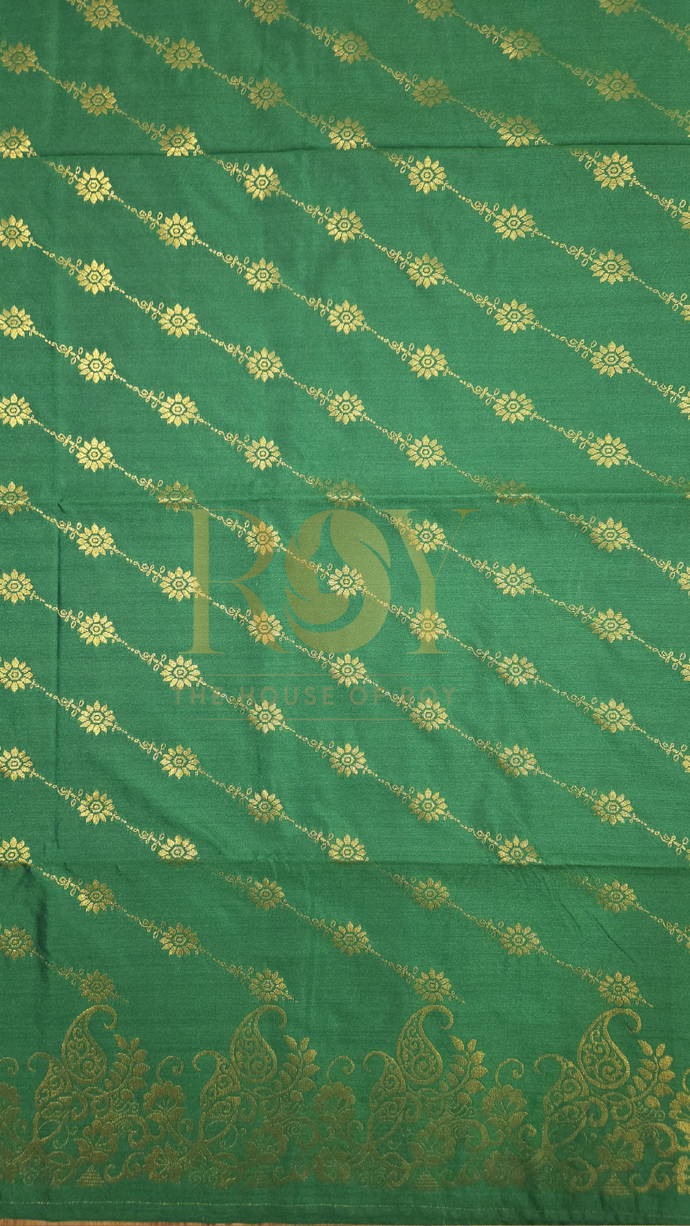 Bottle Green Turning Border Soft Silk Saree
