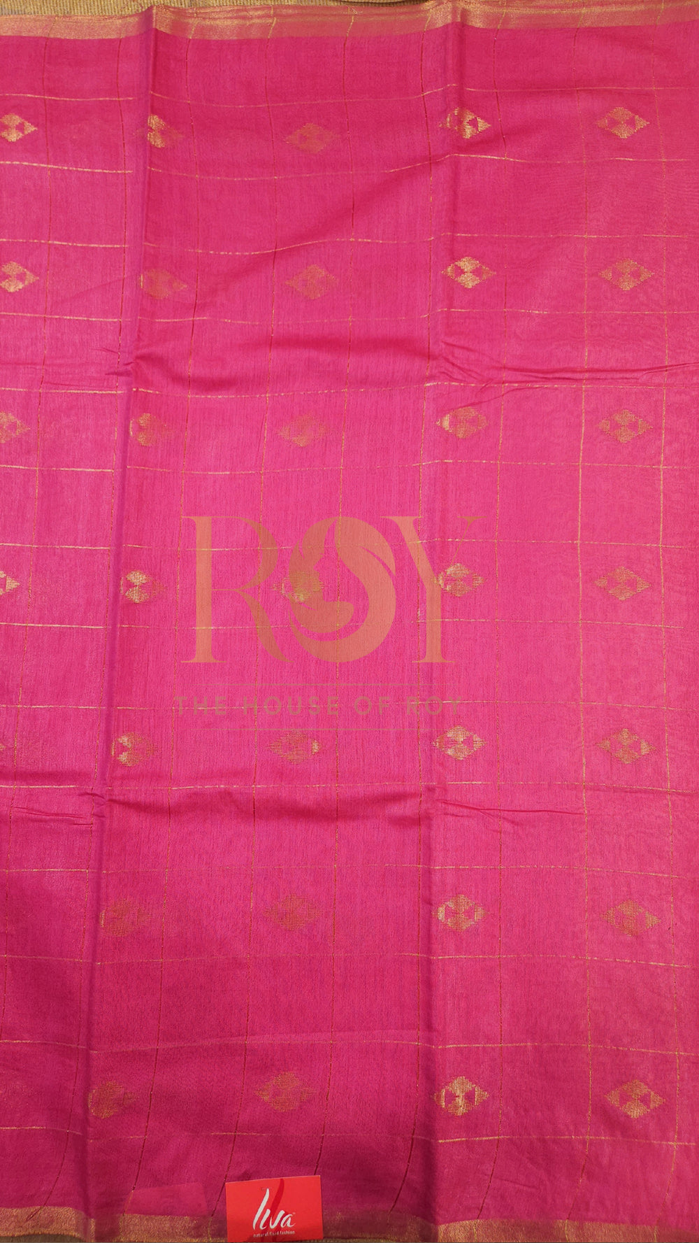 Bright Pink Kattam Zari Liva Cotton Saree