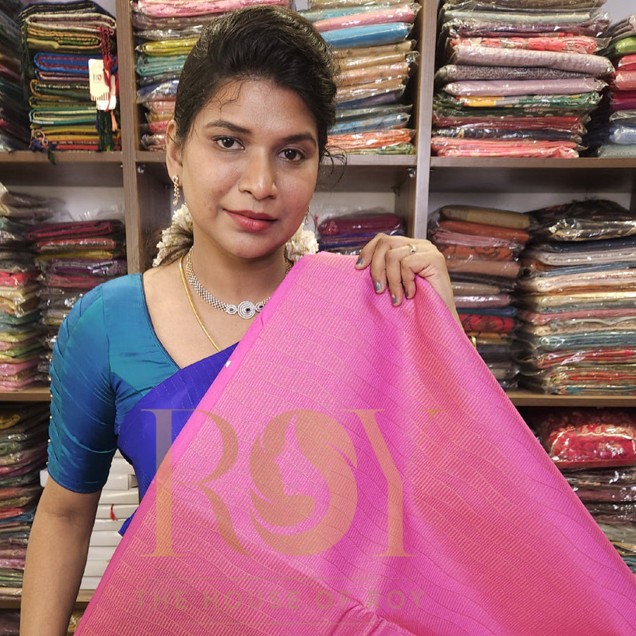 Bright Pink Brocade Silk Saree