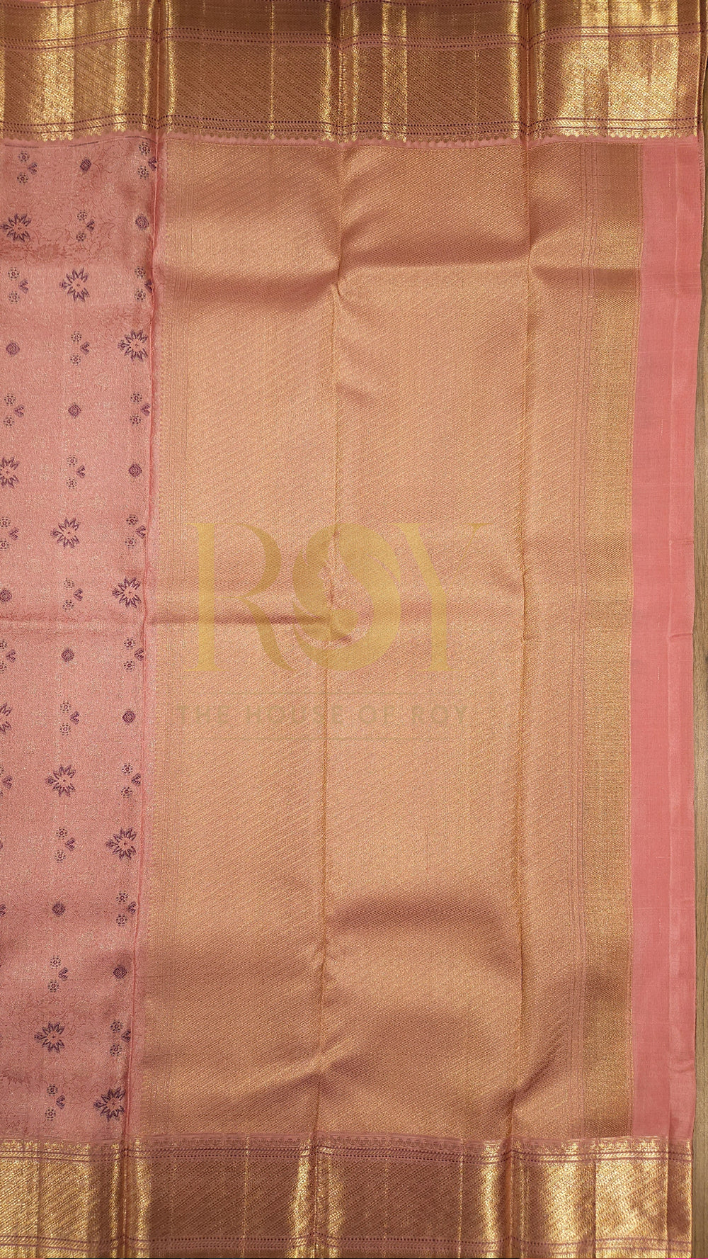 British Rose Floral Pure Kancheepuram Silk Saree