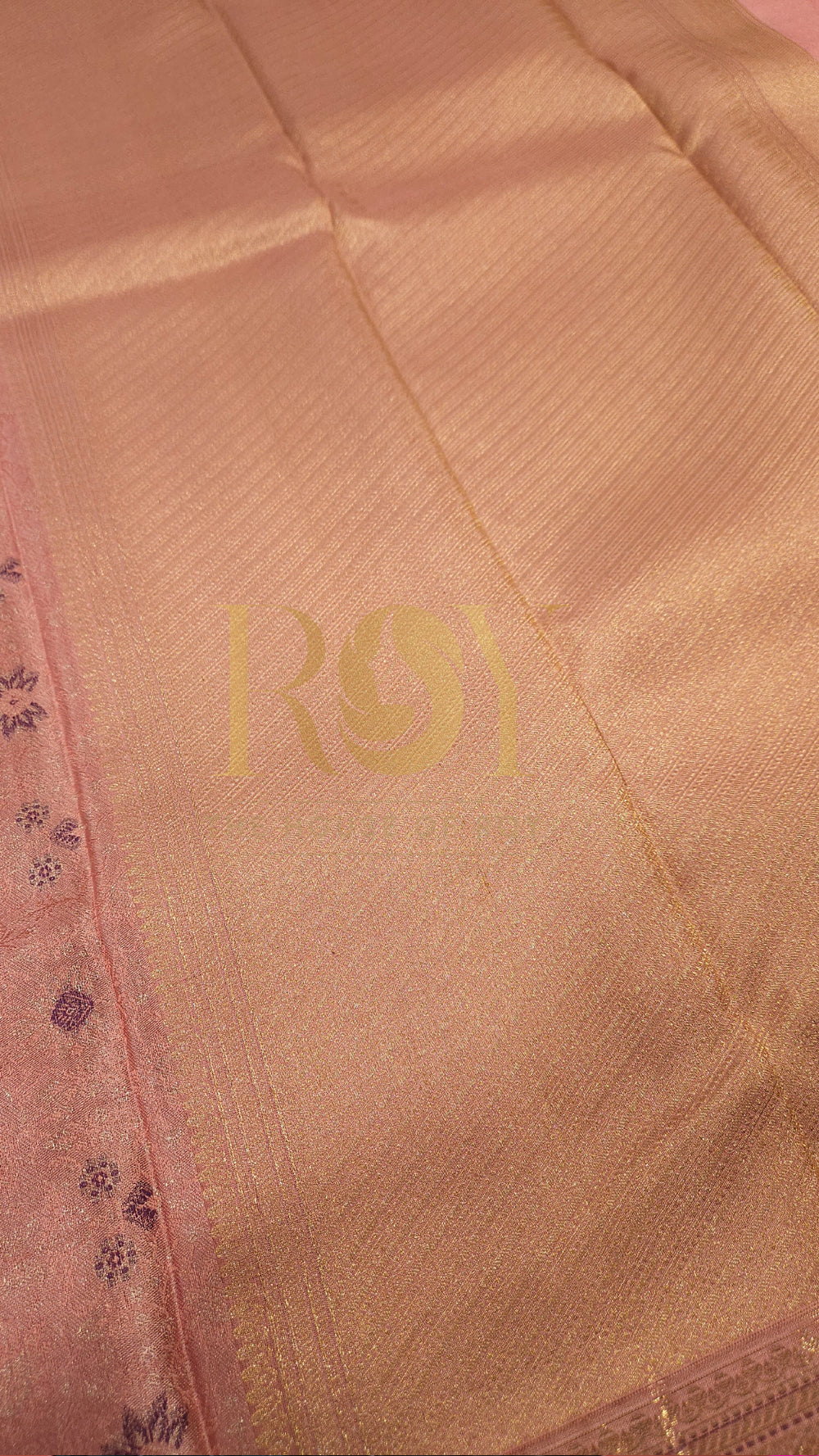 British Rose Floral Pure Kancheepuram Silk Saree