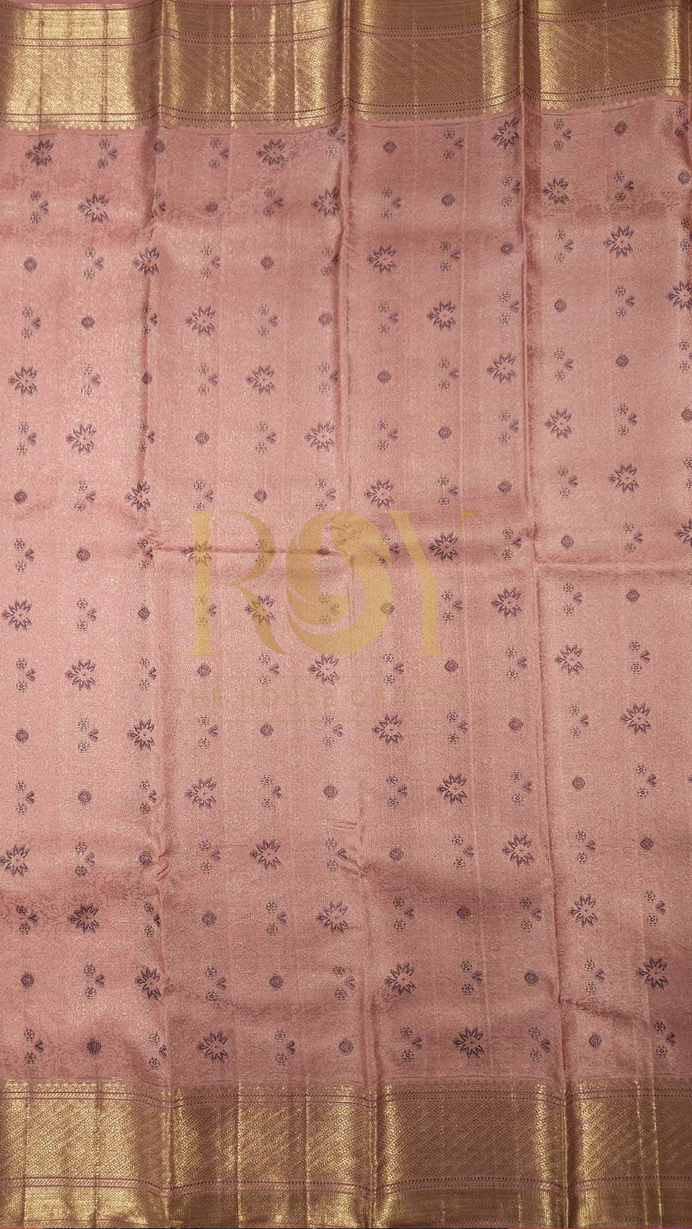 British Rose Floral Pure Kancheepuram Silk Saree