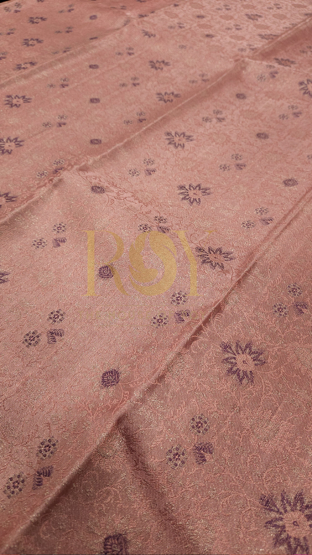 British Rose Floral Pure Kancheepuram Silk Saree