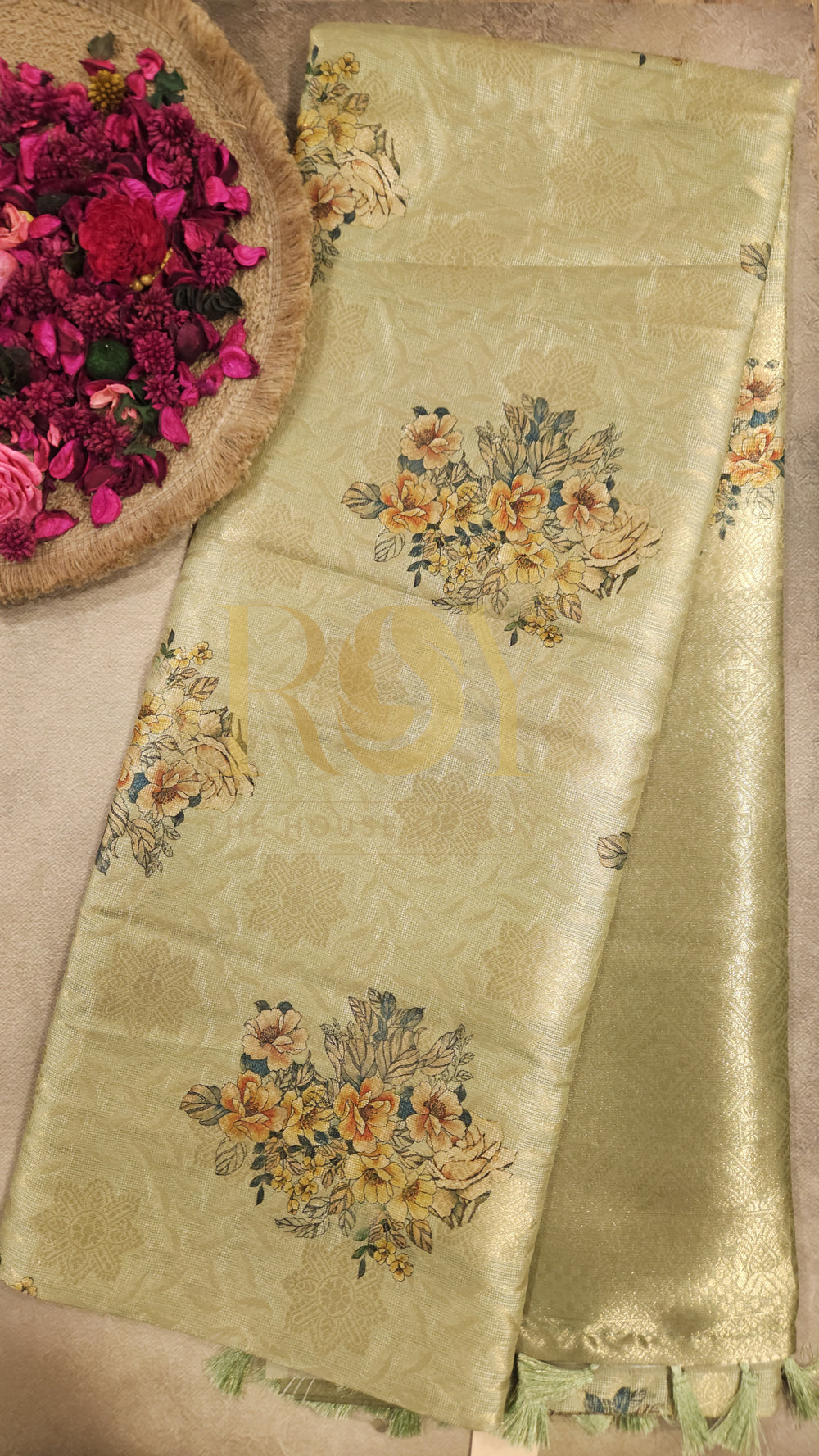 Brocade Floral Silk Saree
