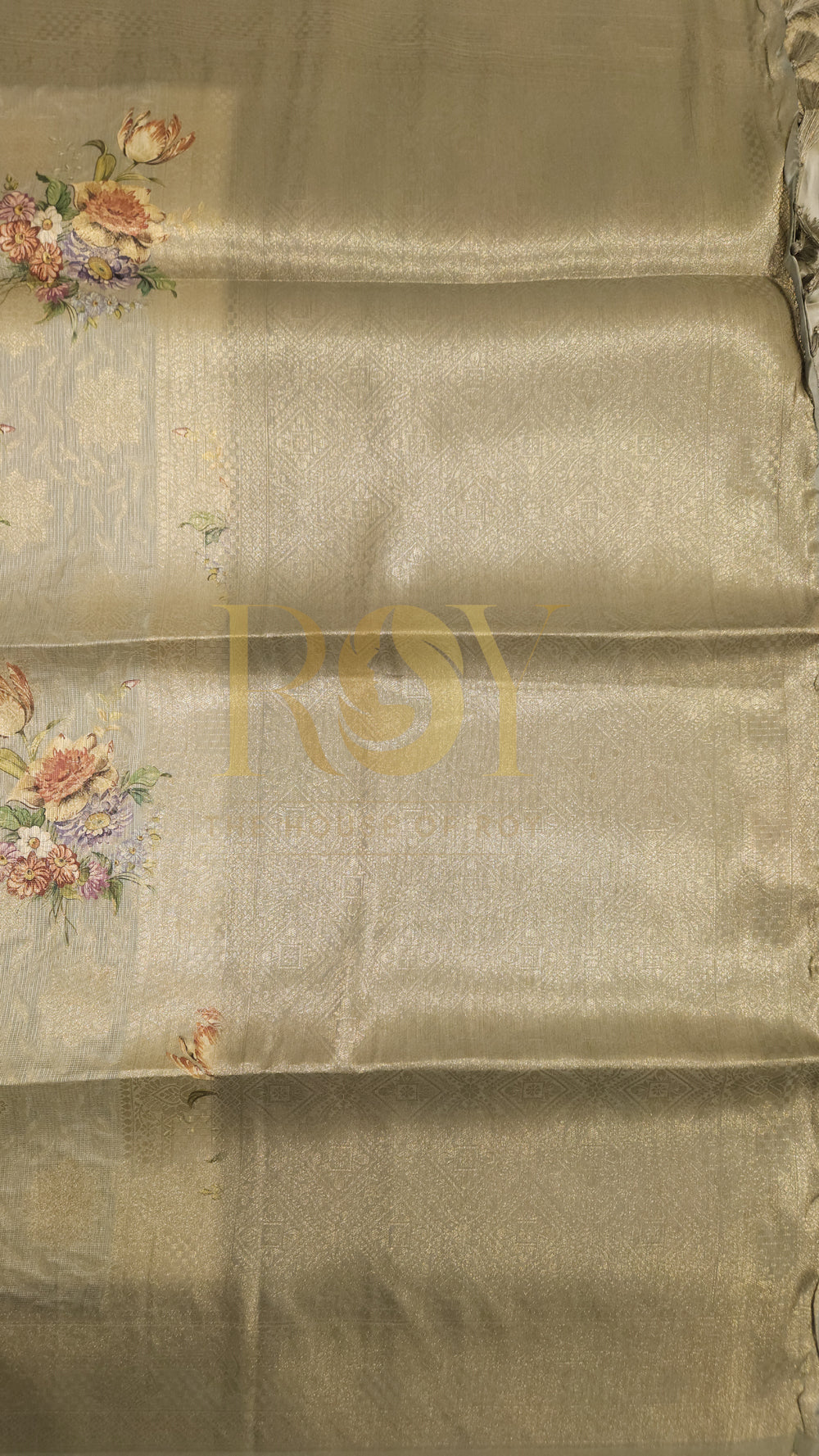 Pastel Green Brocade Floral Saree