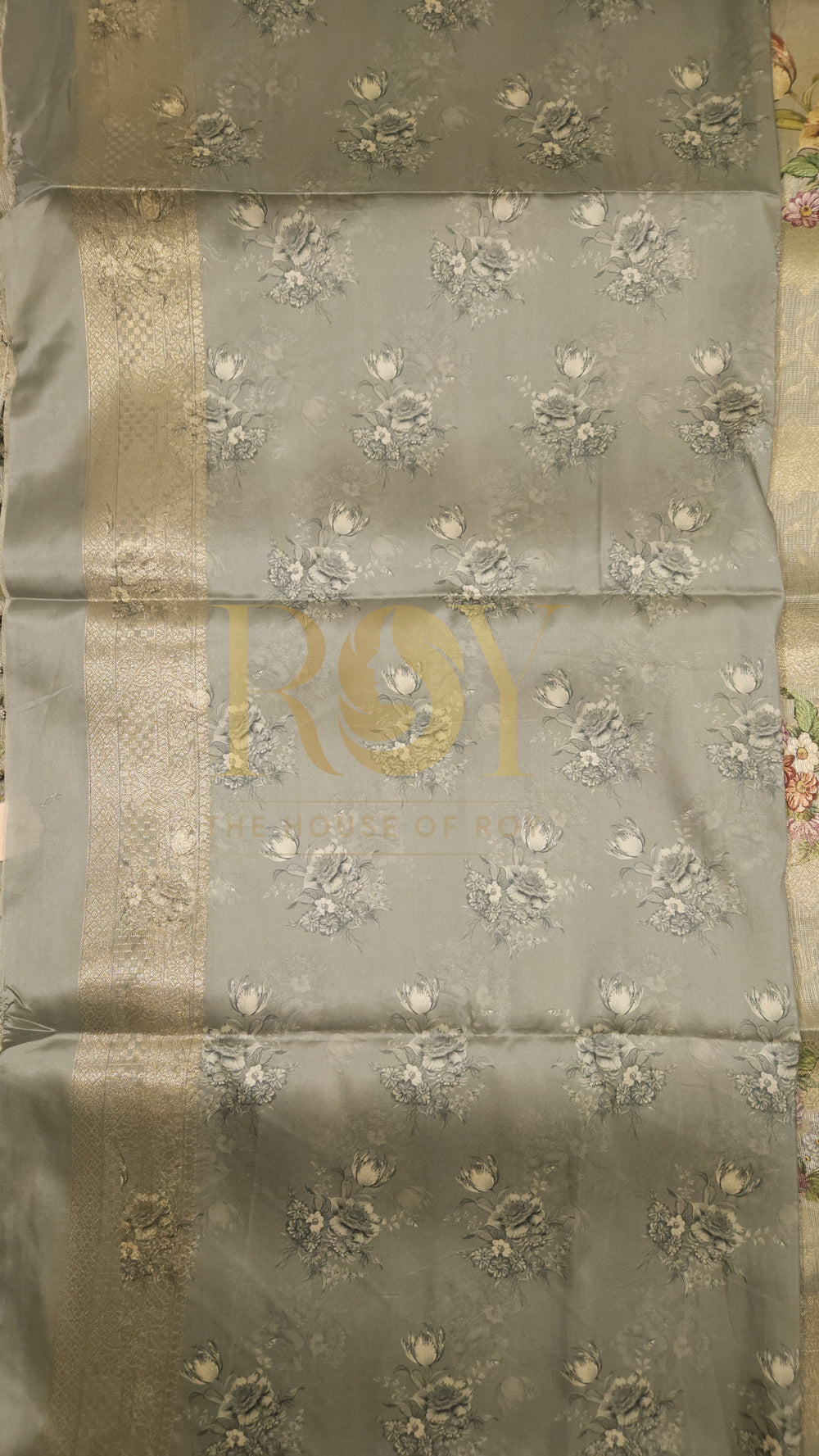 Pastel Green Brocade Floral Saree