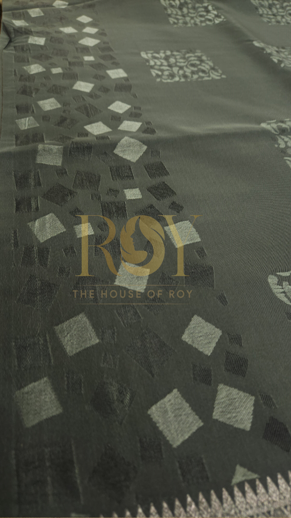 Cement Grey Embossed Silk Saree