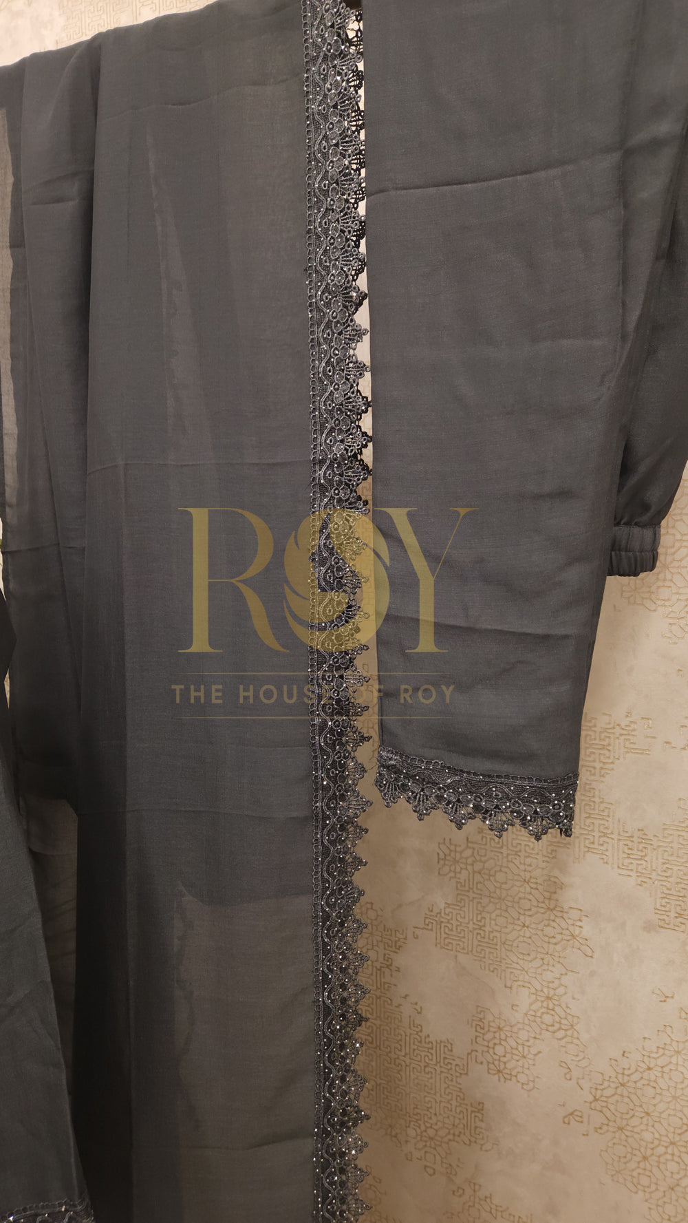 Charcoal Grey Stone Chudi Set