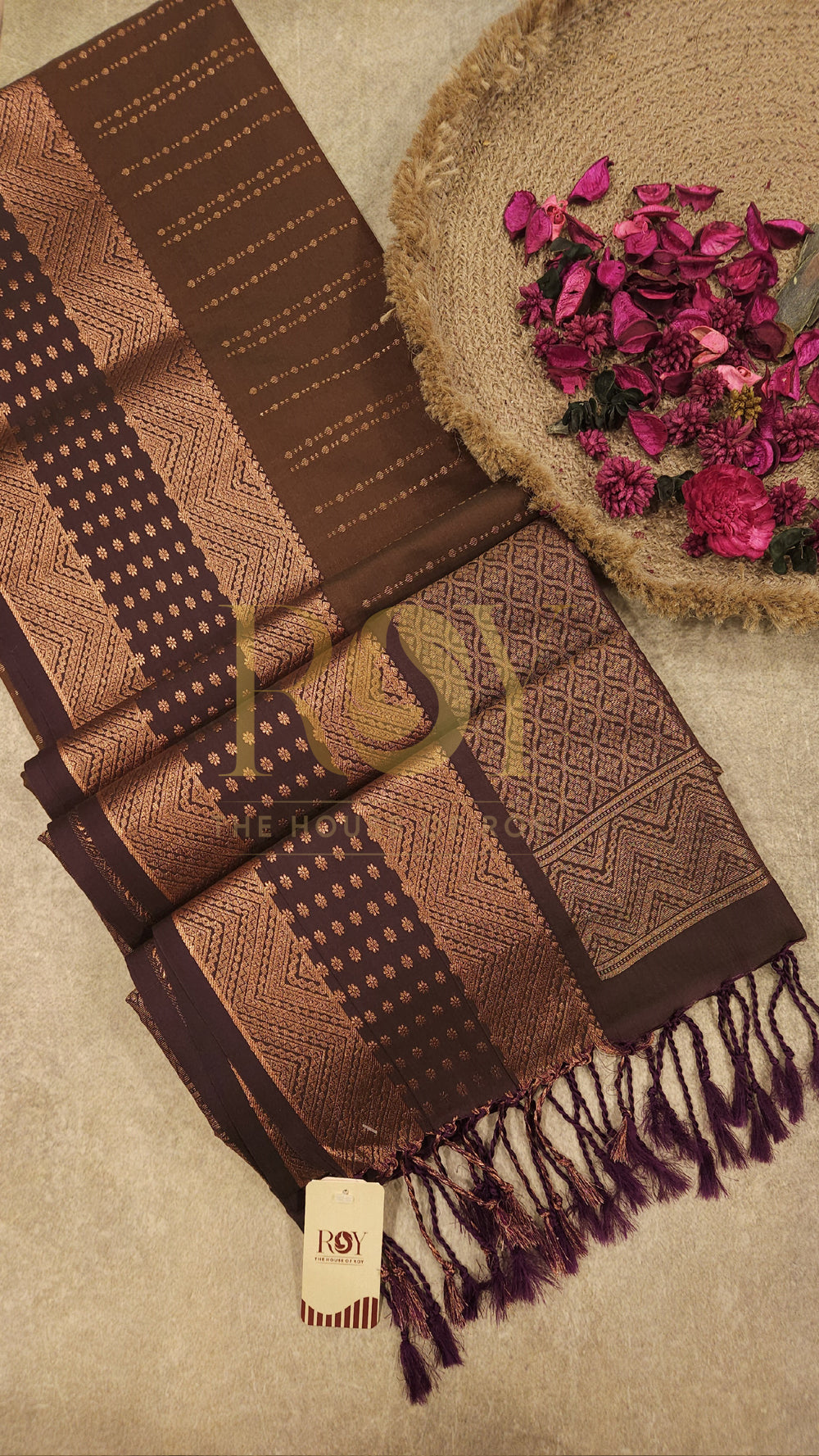 Chocolate Brown Mix Soft Silk Saree
