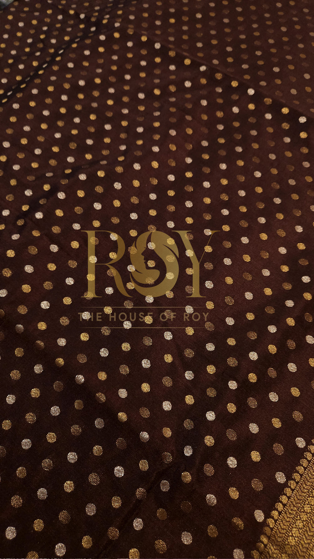 Coffee Brown Polka Dot Luxury Soft Silk Saree
