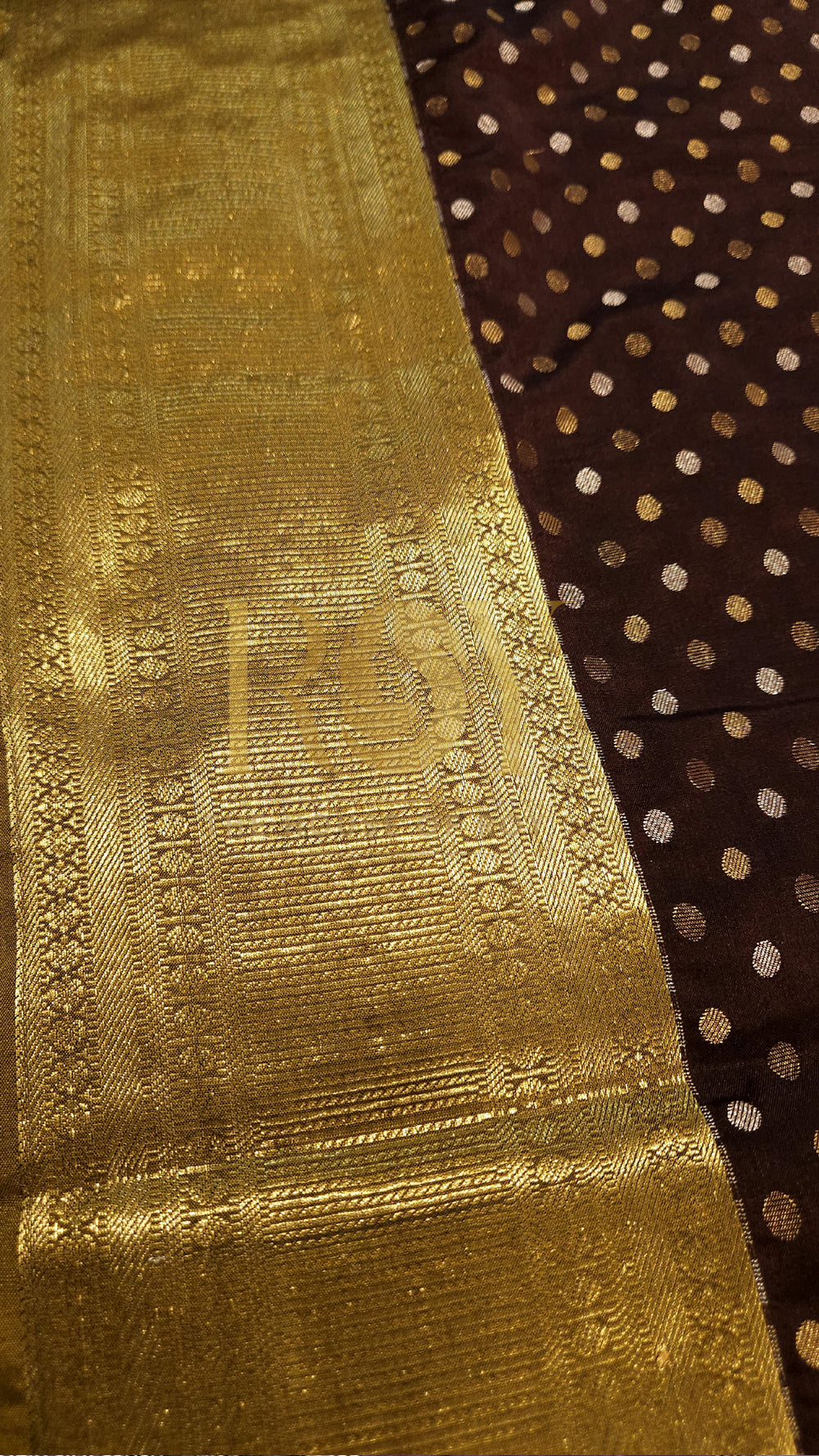 Coffee Brown Polka Dot Luxury Soft Silk Saree