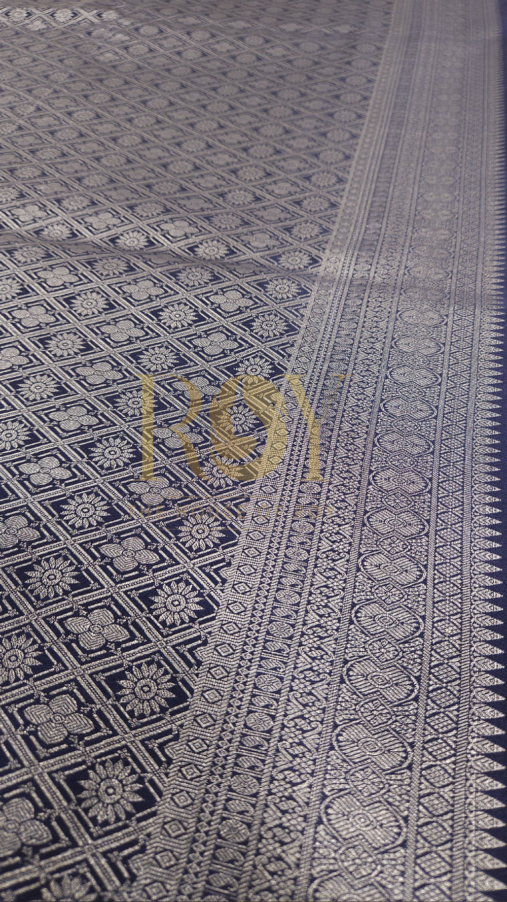 Cream Embossed Soft Silk Saree