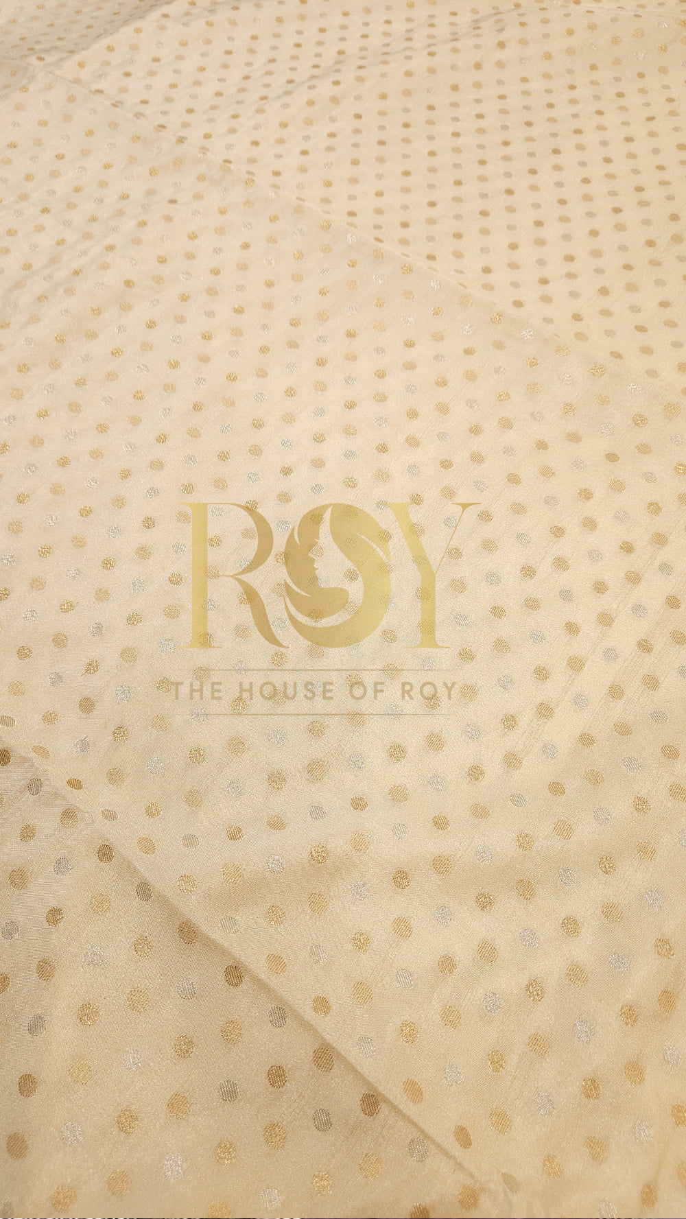 Cream Polka Dot Luxury Soft Silk Saree