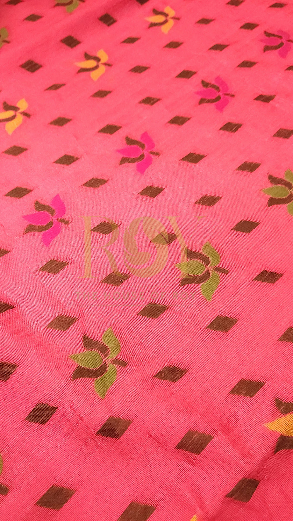 Crimson Pink Jamdhani Cotton Saree