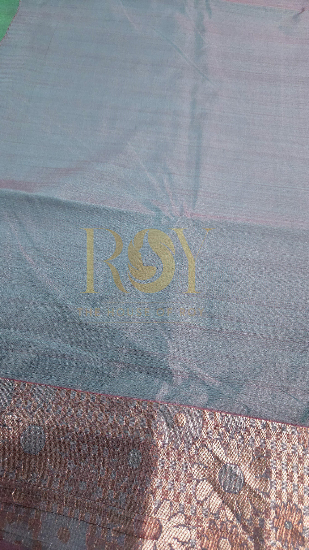 Cyan green fancy soft silk