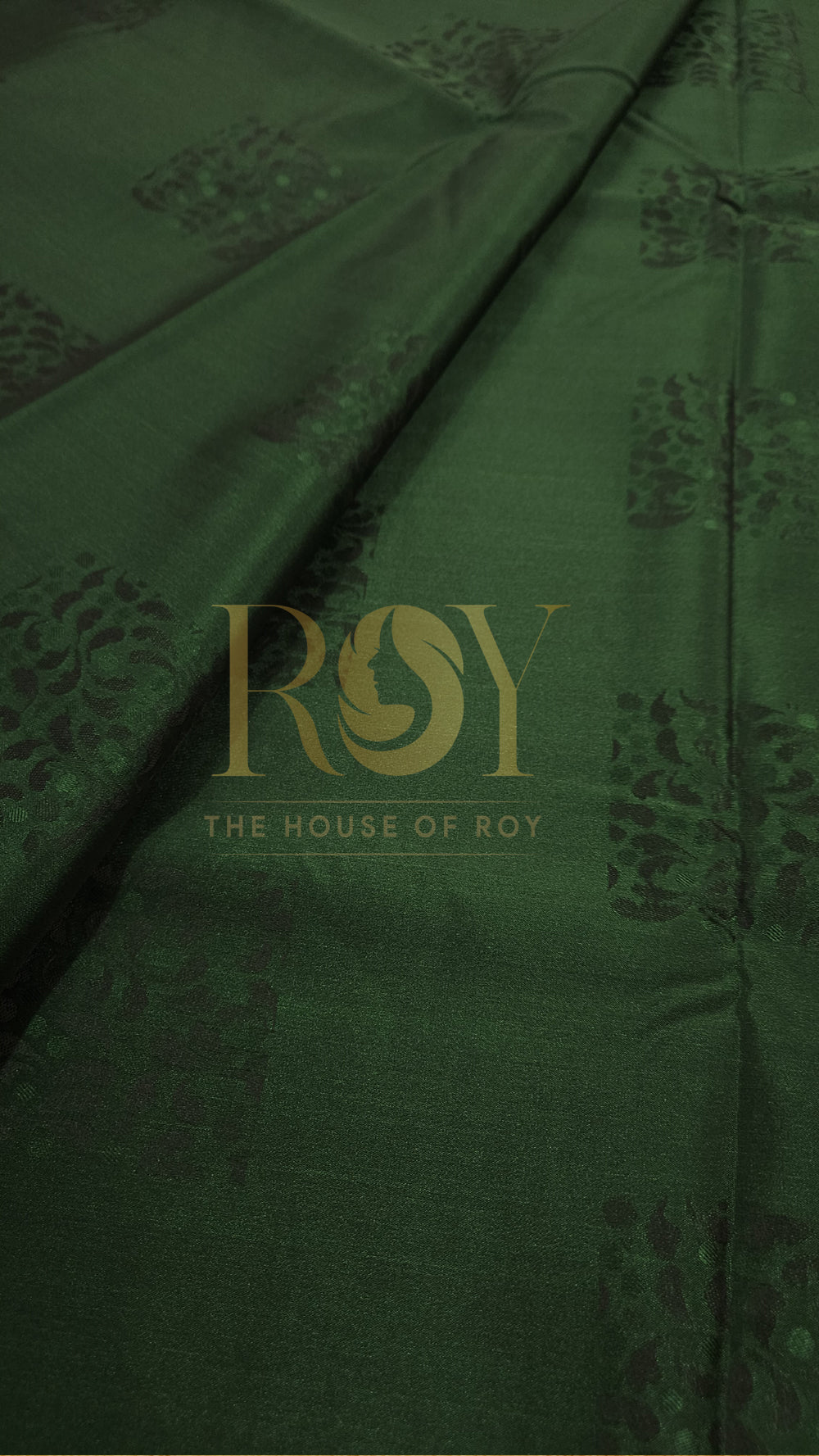 Dark Green Embossed Silk Saree
