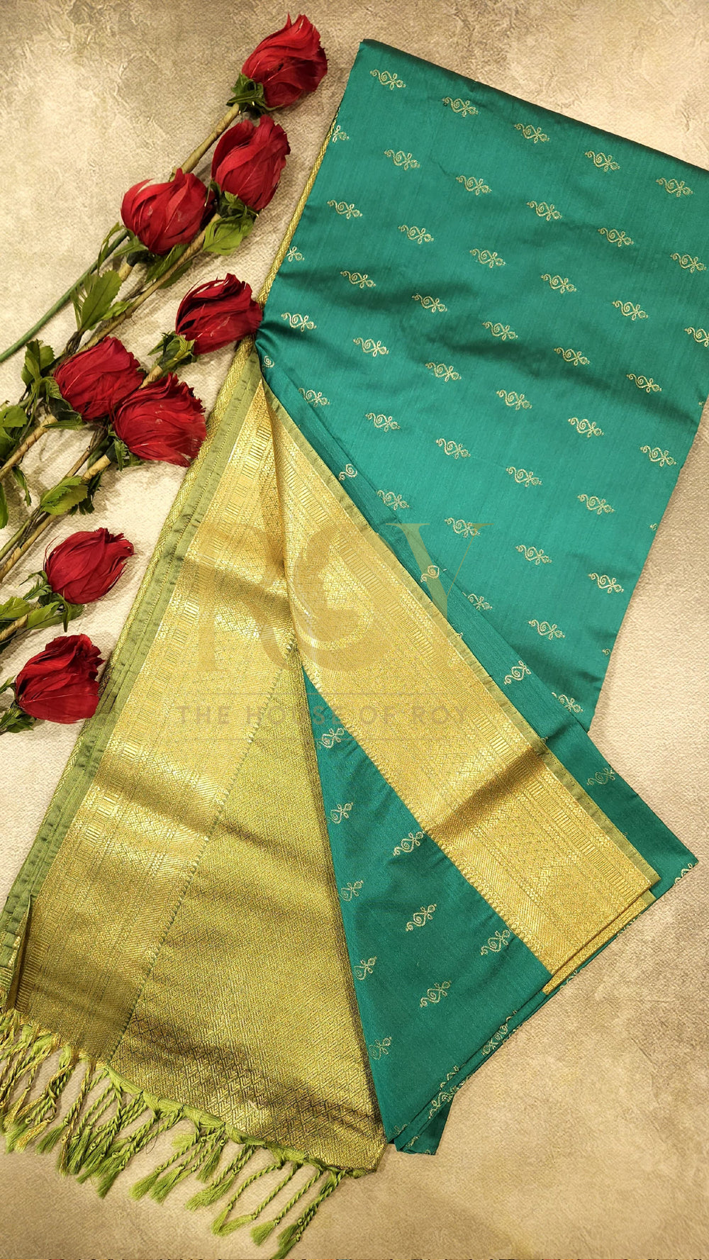 Dark Green 1000 Butta Soft Silk Saree
