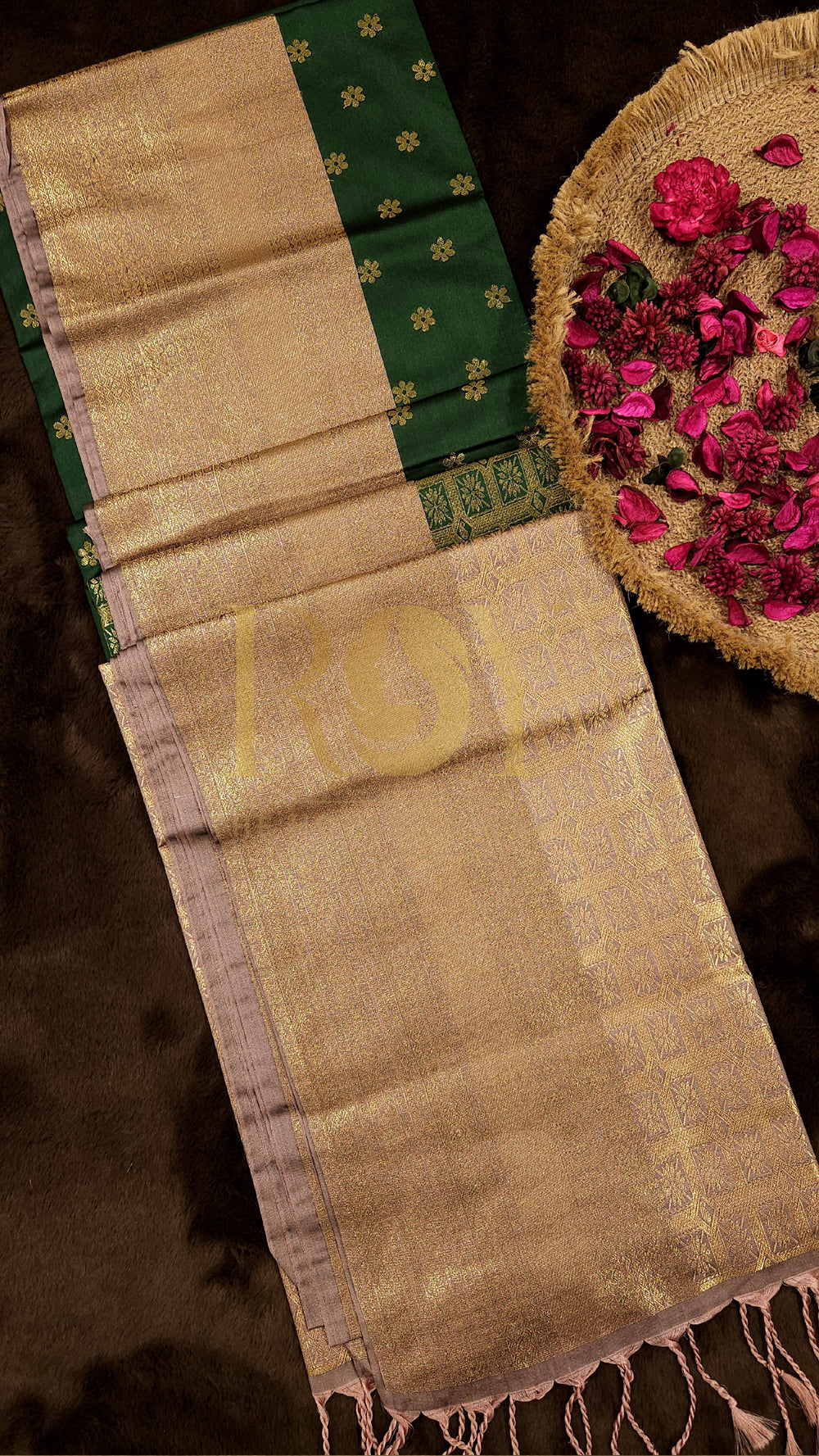Dark Green Mix Soft Silk Saree