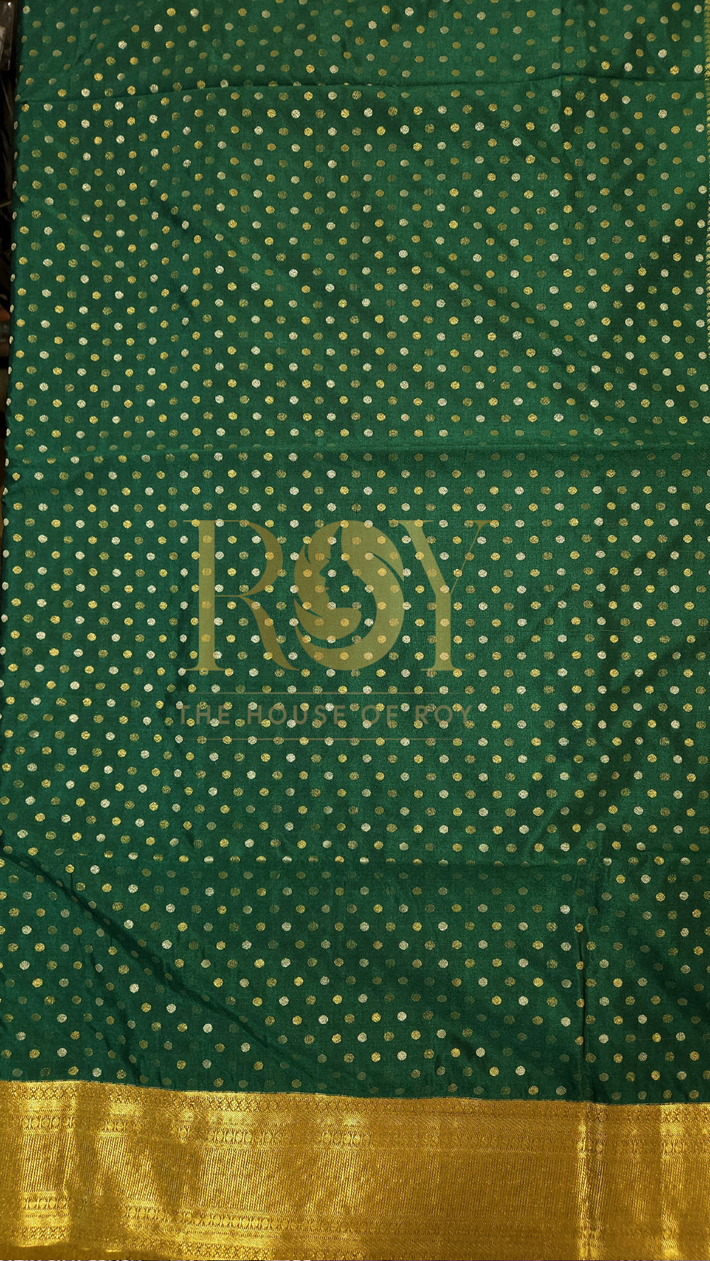 Dark Green Polka Dot Luxury Soft Silk Saree