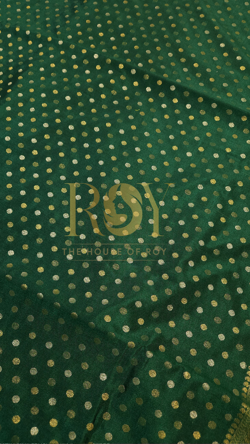 Dark Green Polka Dot Luxury Soft Silk Saree